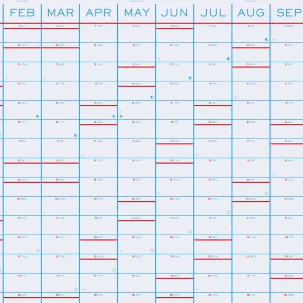 vertical 2025 dated wall planner