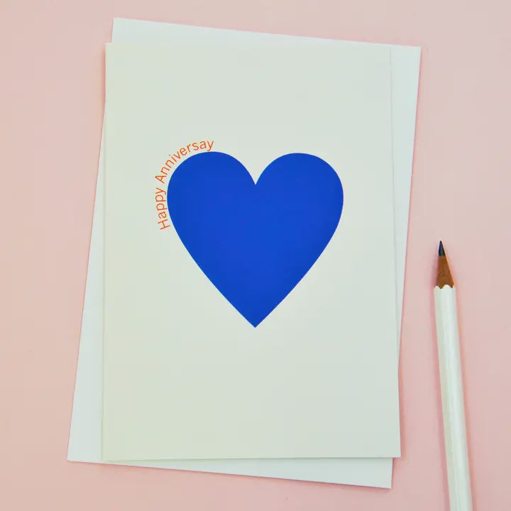 Happy Anniversary Blue Heart Card