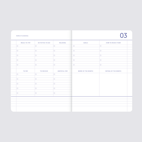 Inside a journal planner