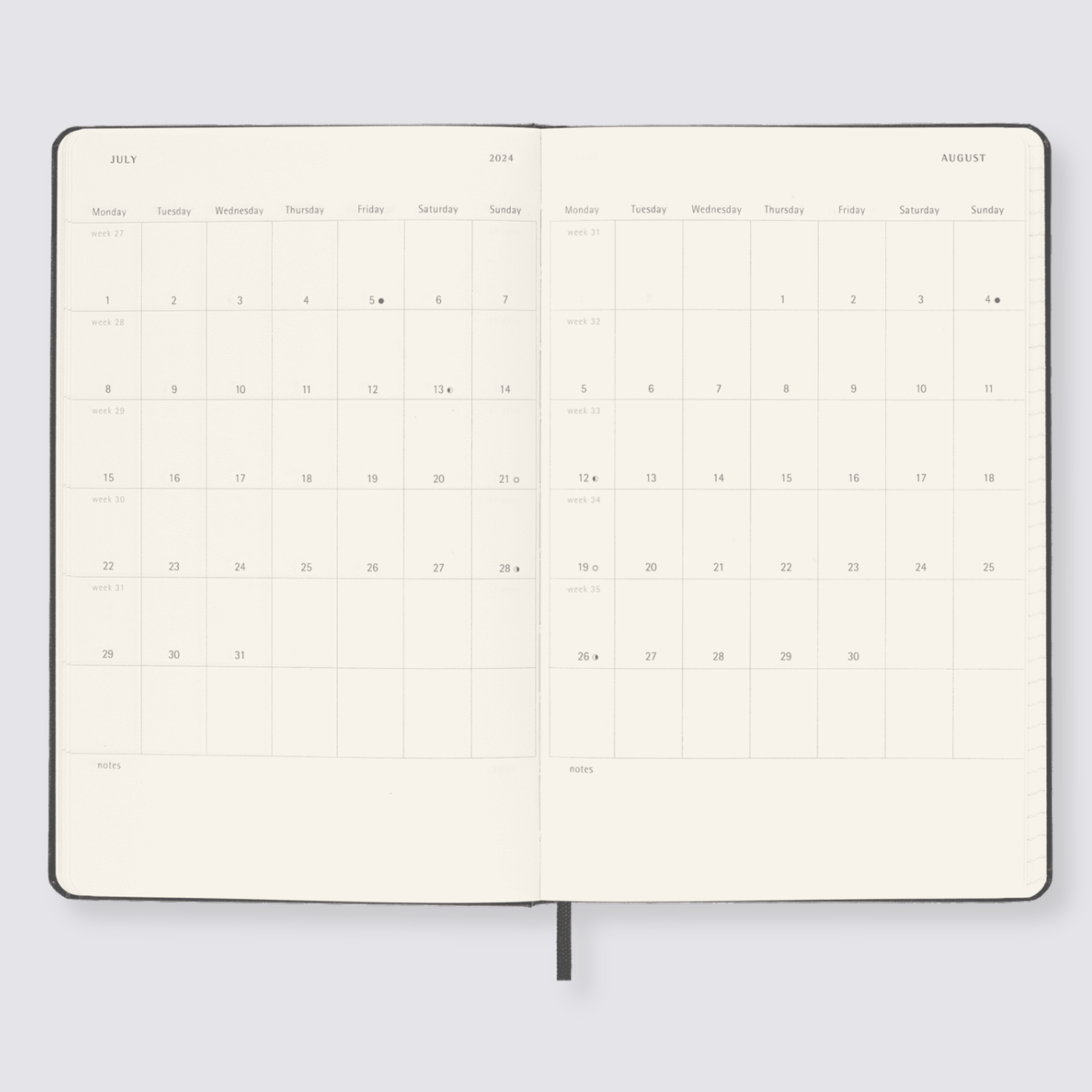 2024 Weekly Hard Cover Diary - Large / Black