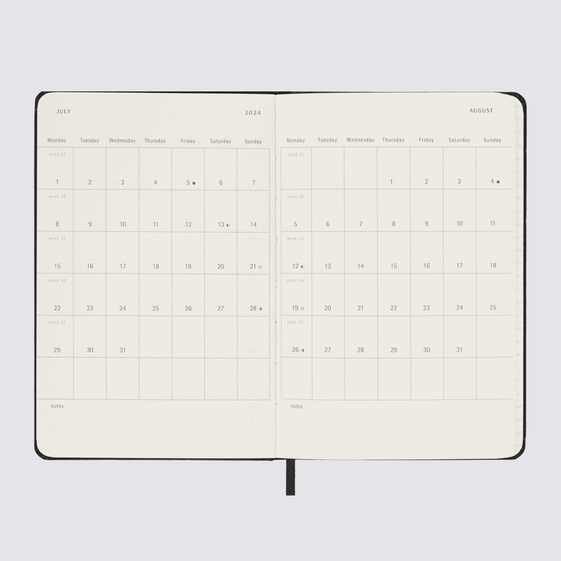2024 Weekly Hard Cover Diary - Pocket / Black