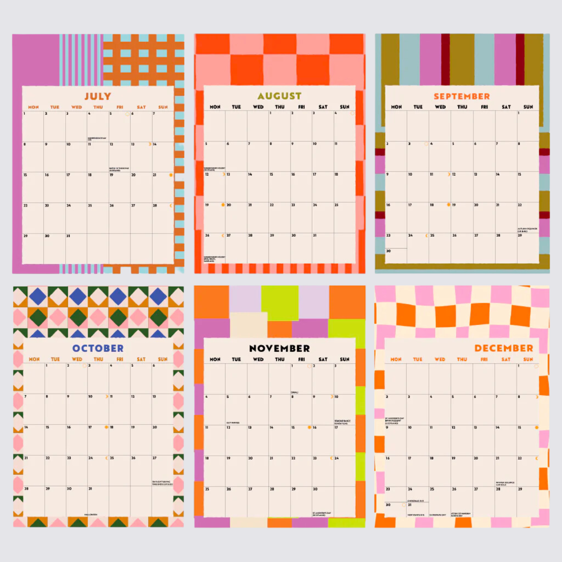 2024 Wall Calendar - Checks & Stripes - A4