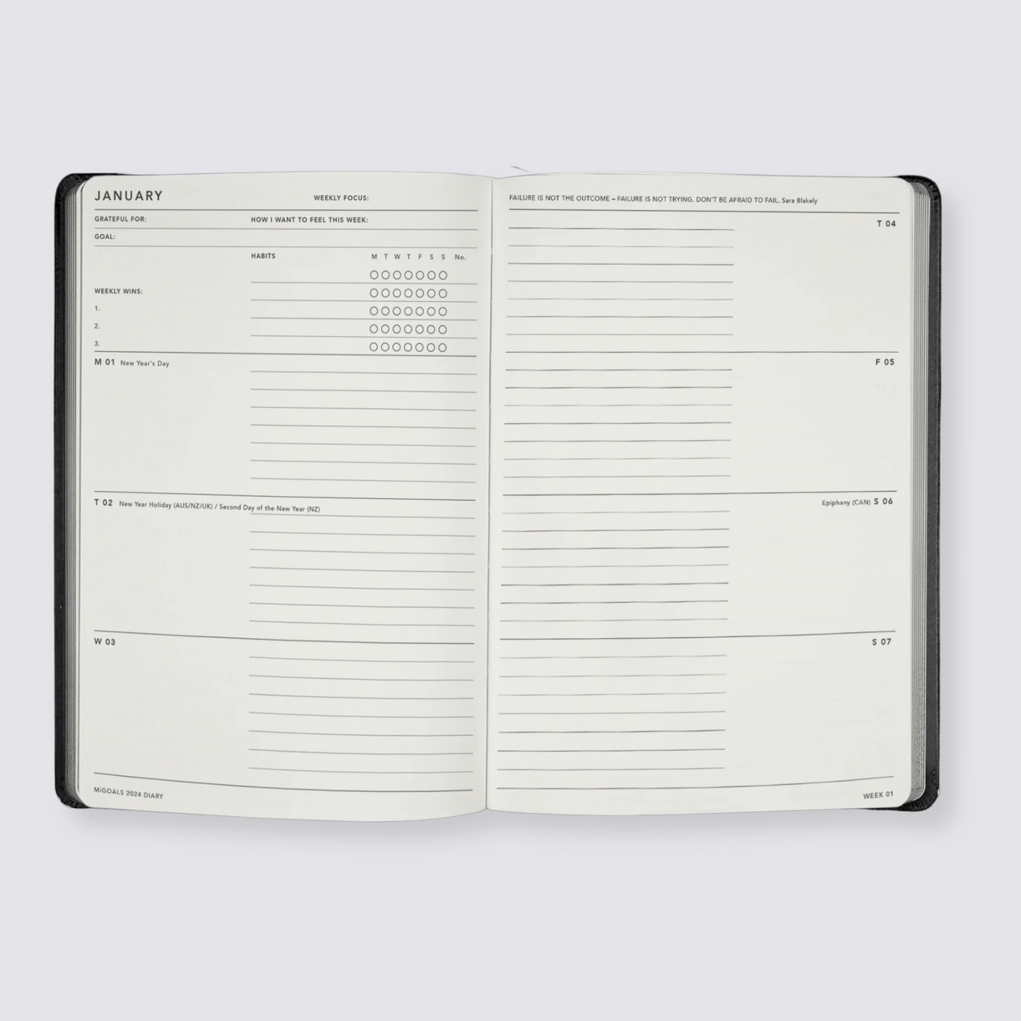 weekly spread diary 2024 A5