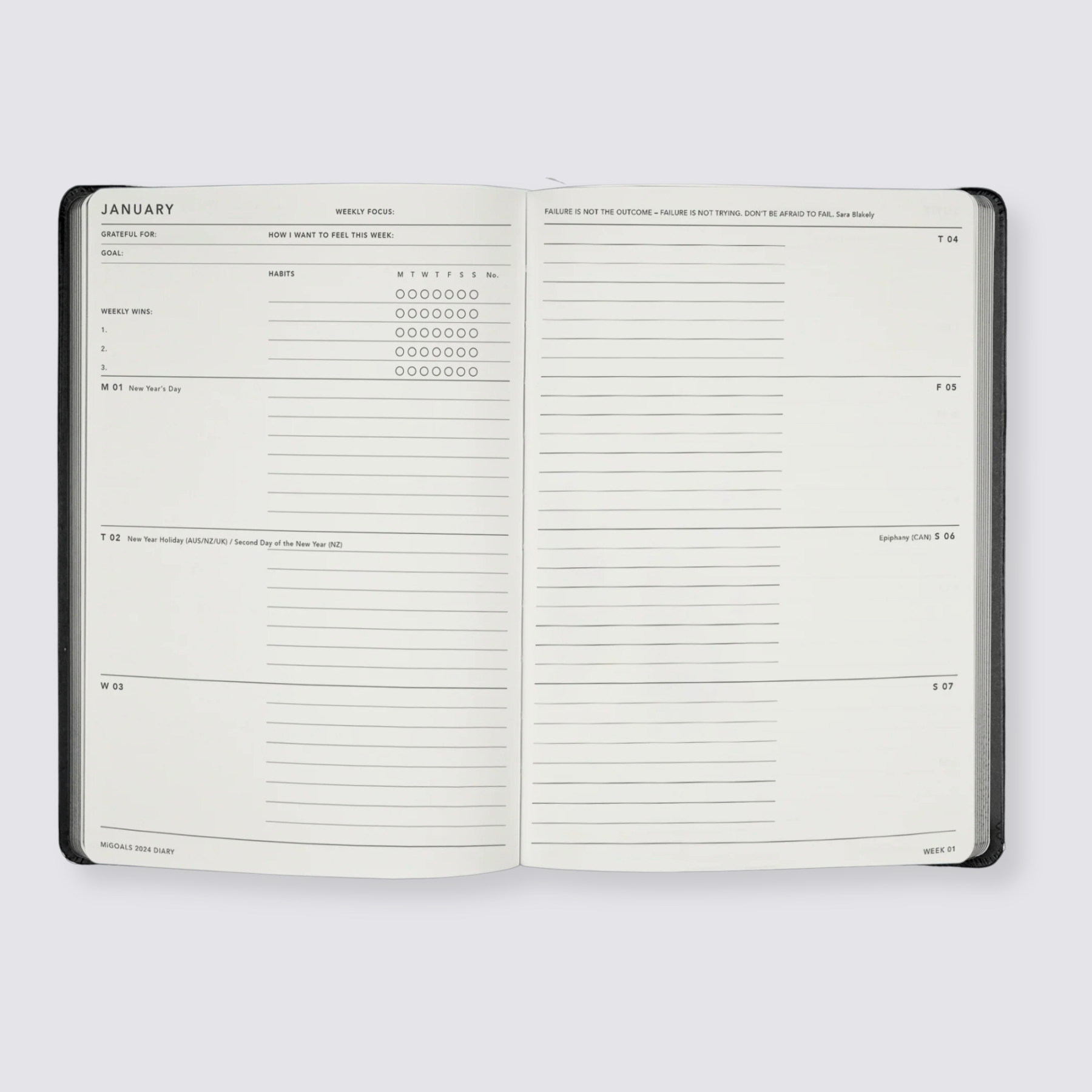 2024 Weekly Spread Diary - Sand