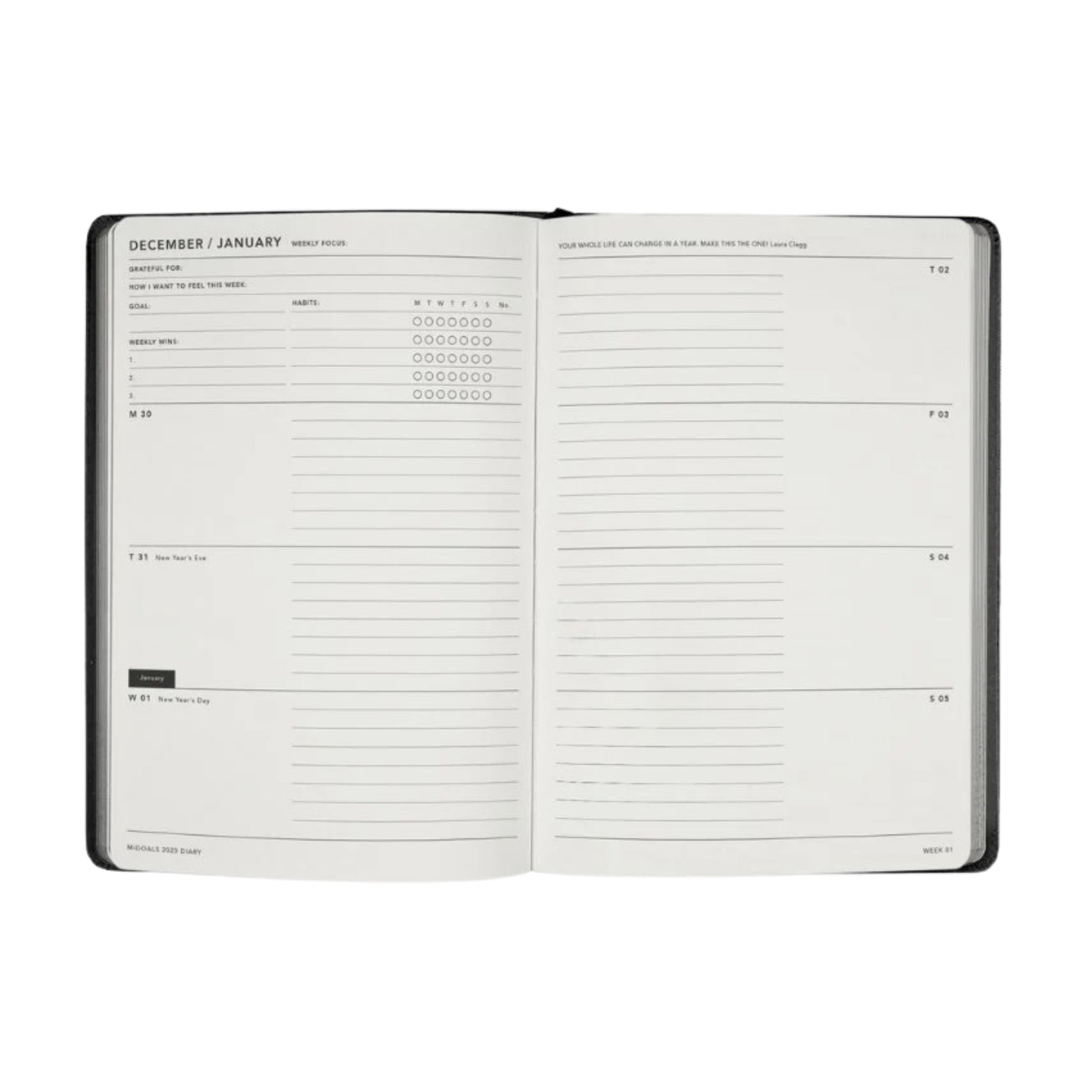 2025 Weekly Spread Diary - Sand