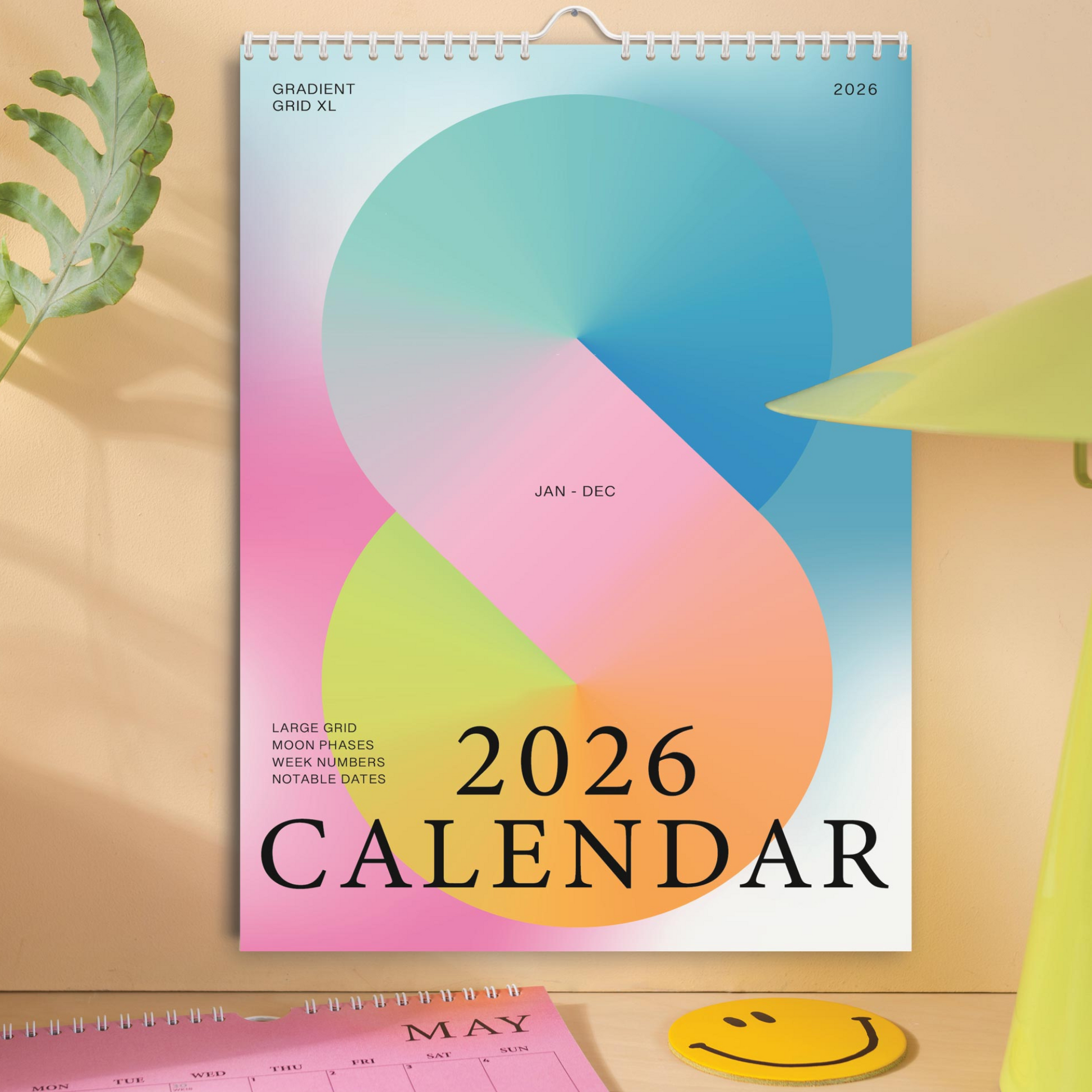 2026 Wirebound Calendar - Gradient Grid