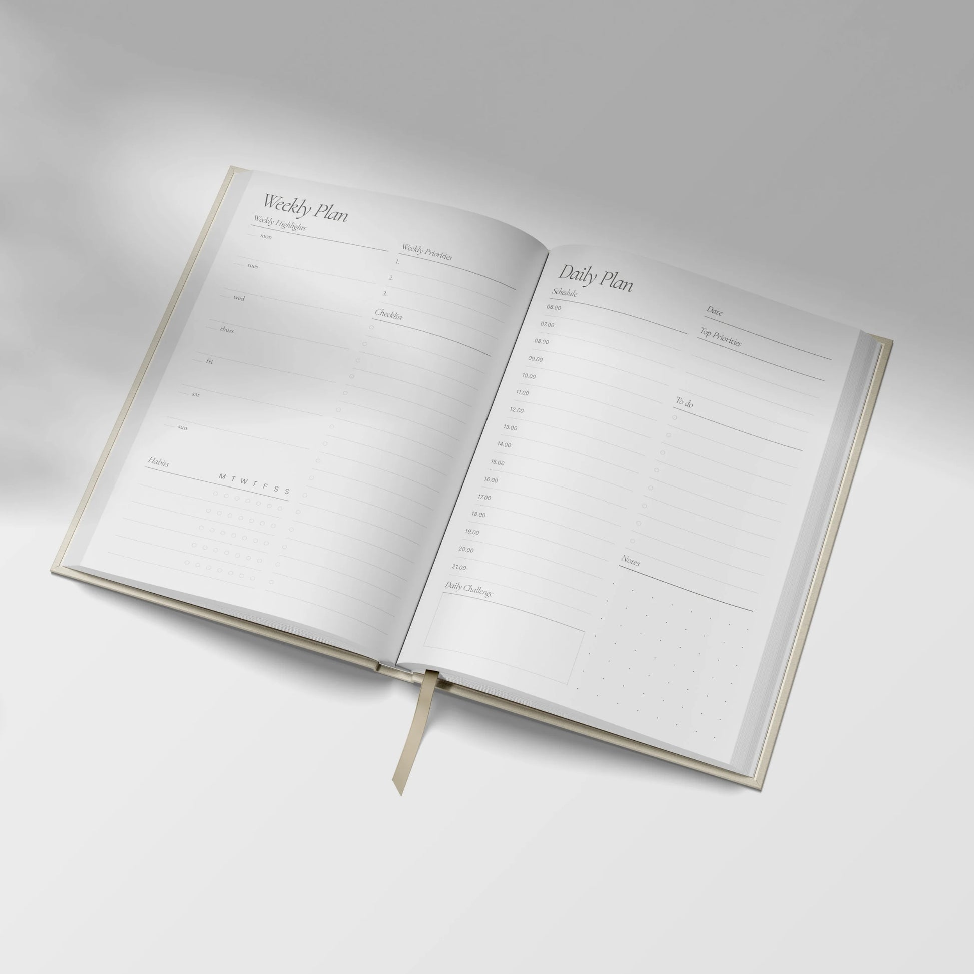 Undated Daily Planner - Sand and Navy