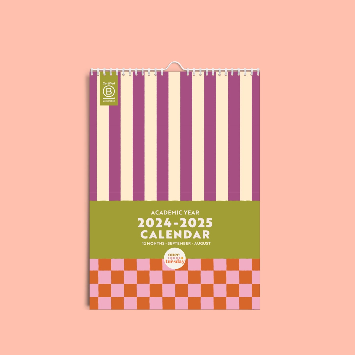 2024-2025 Mid Year Checks and Stripes Wall Calendar