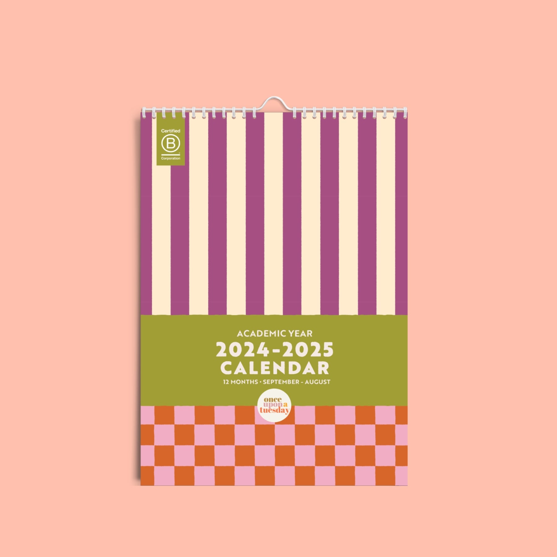 2024-2025 Mid Year Checks and Stripes Wall Calendar