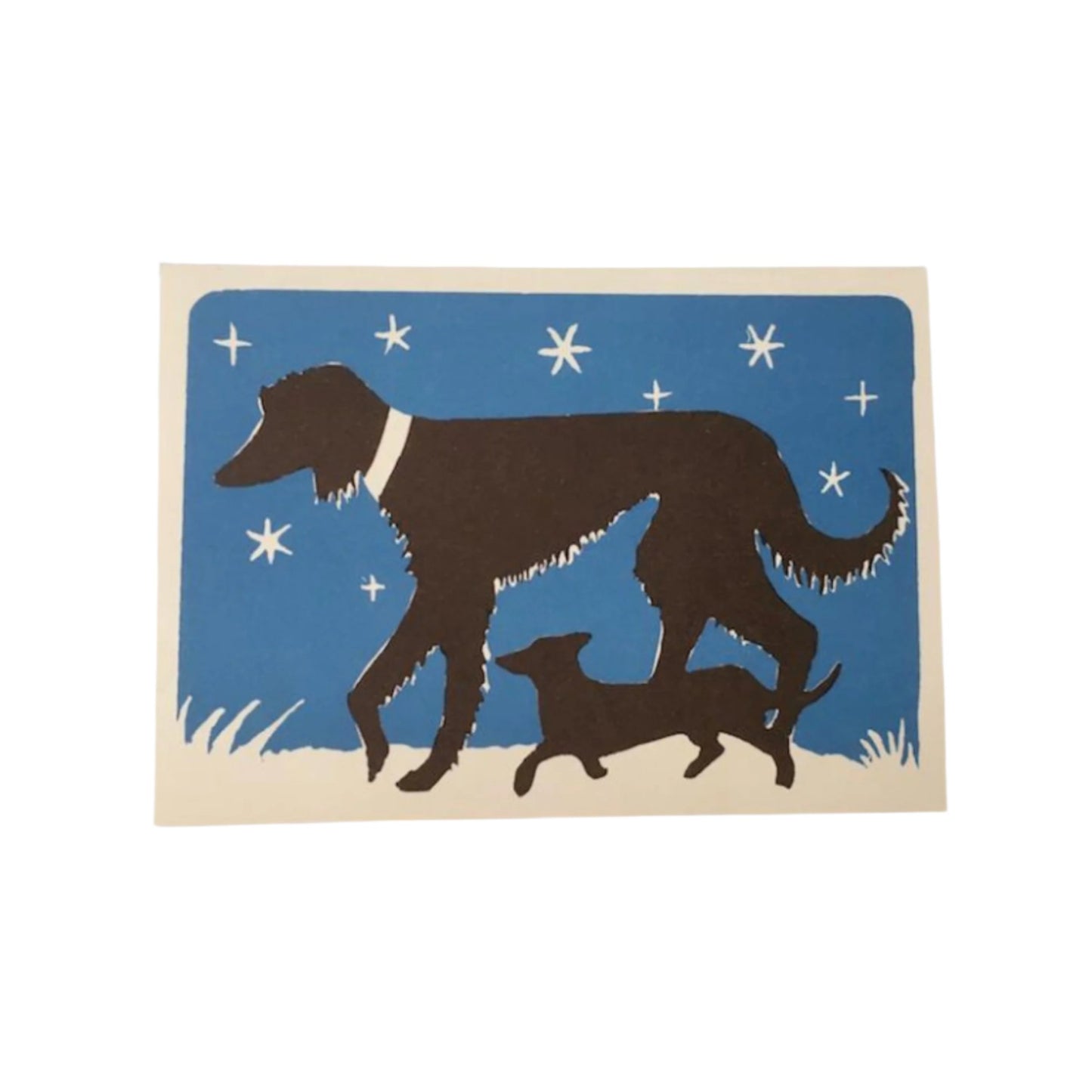 big and little dog starry night card