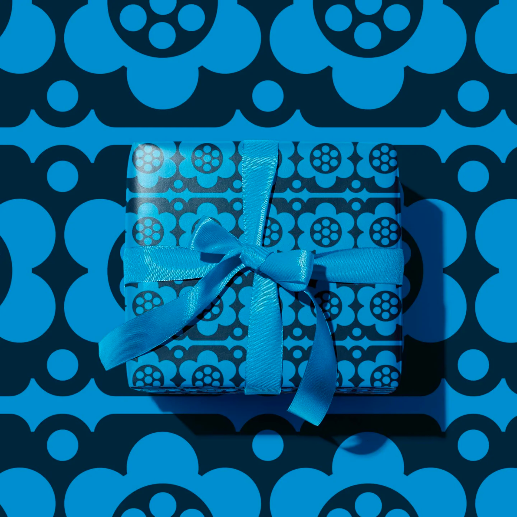 Gift Wrap Sheet - Blue Hornsea Flower Print
