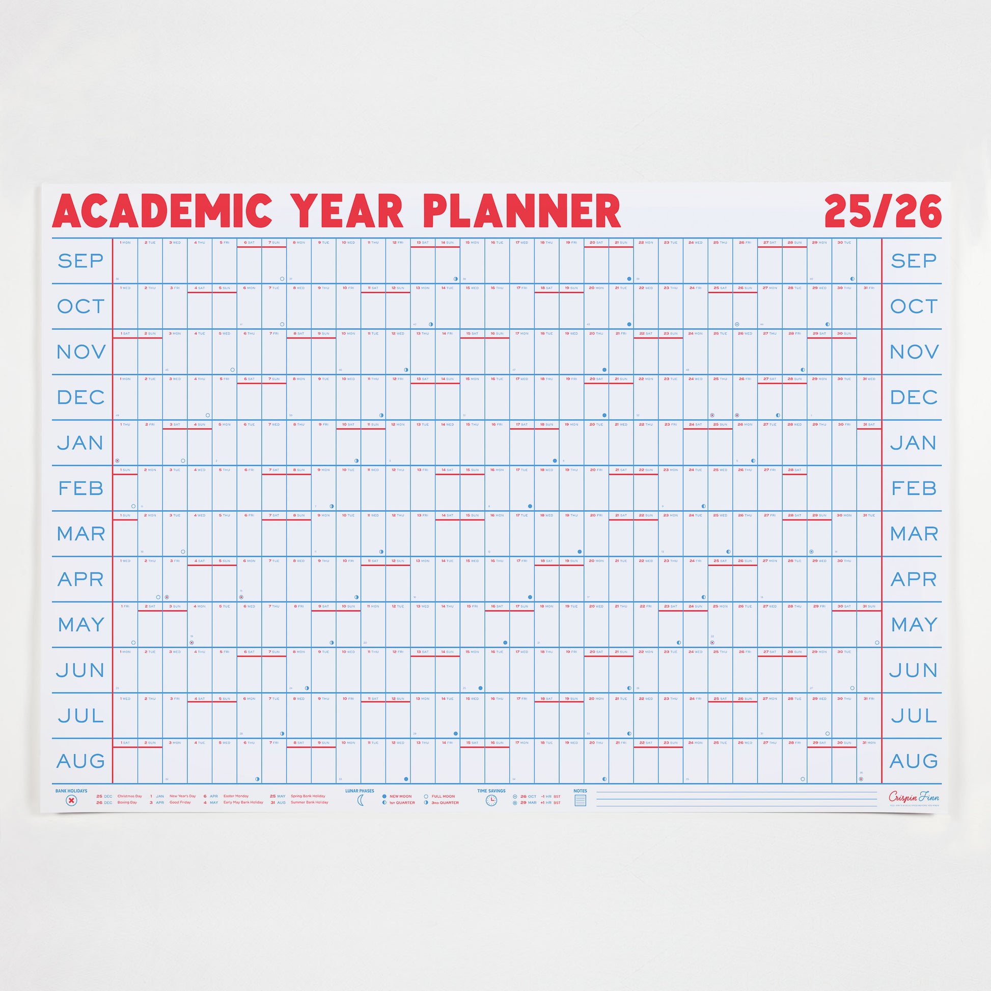2025-2026 Academic Year Wall Planner