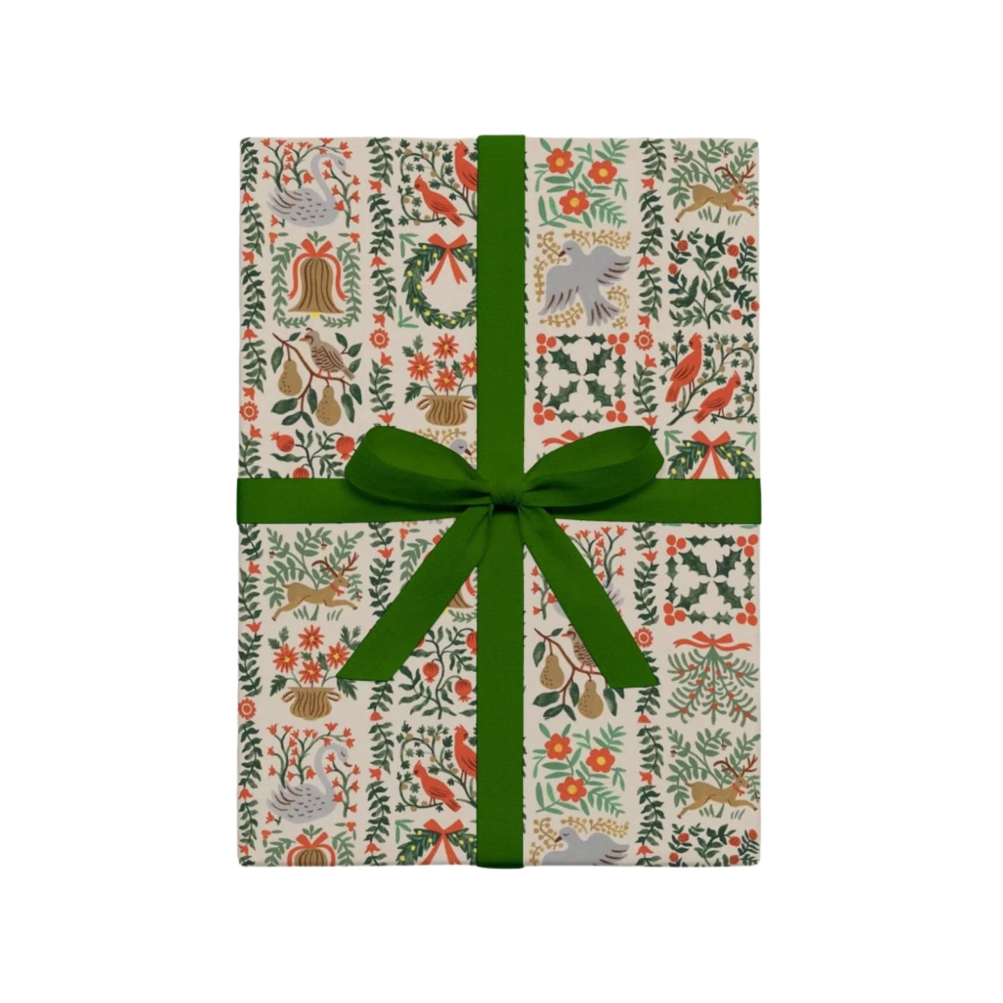 Christmas wrapping paper green ribbon
