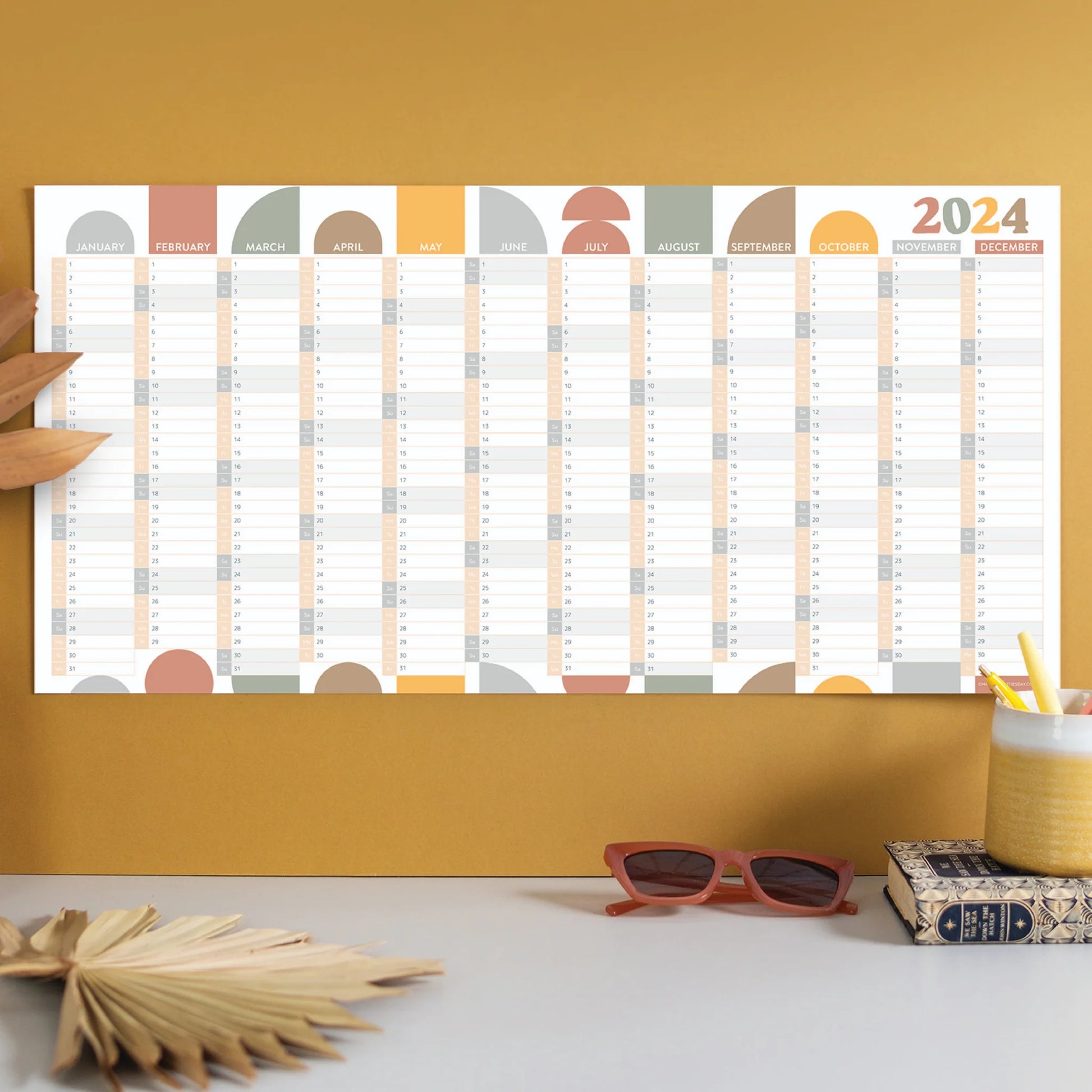 2024 Compact Wall Planner - Landscape - Geometric Nature Walk