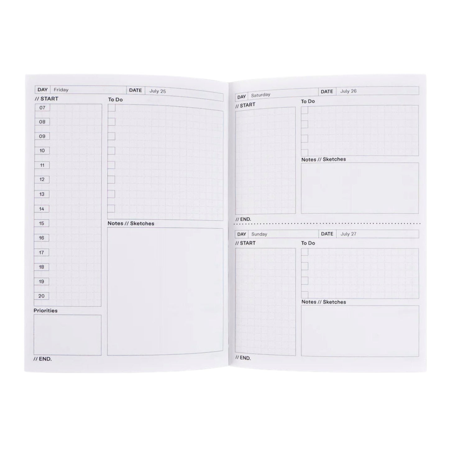page spread daily planner 2025