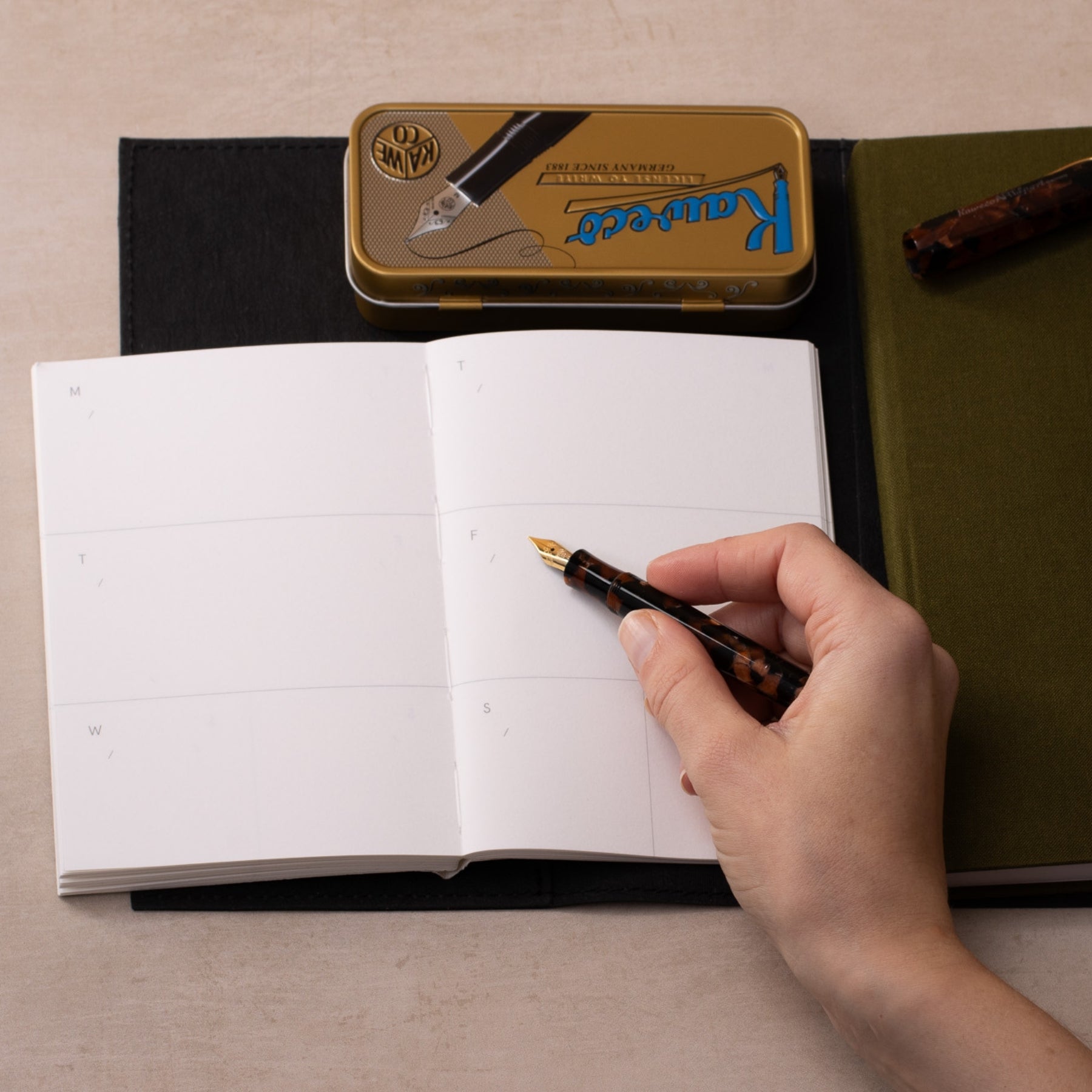 Layflat Weekly Undated Pocket Planner - Enid Brown and Blue