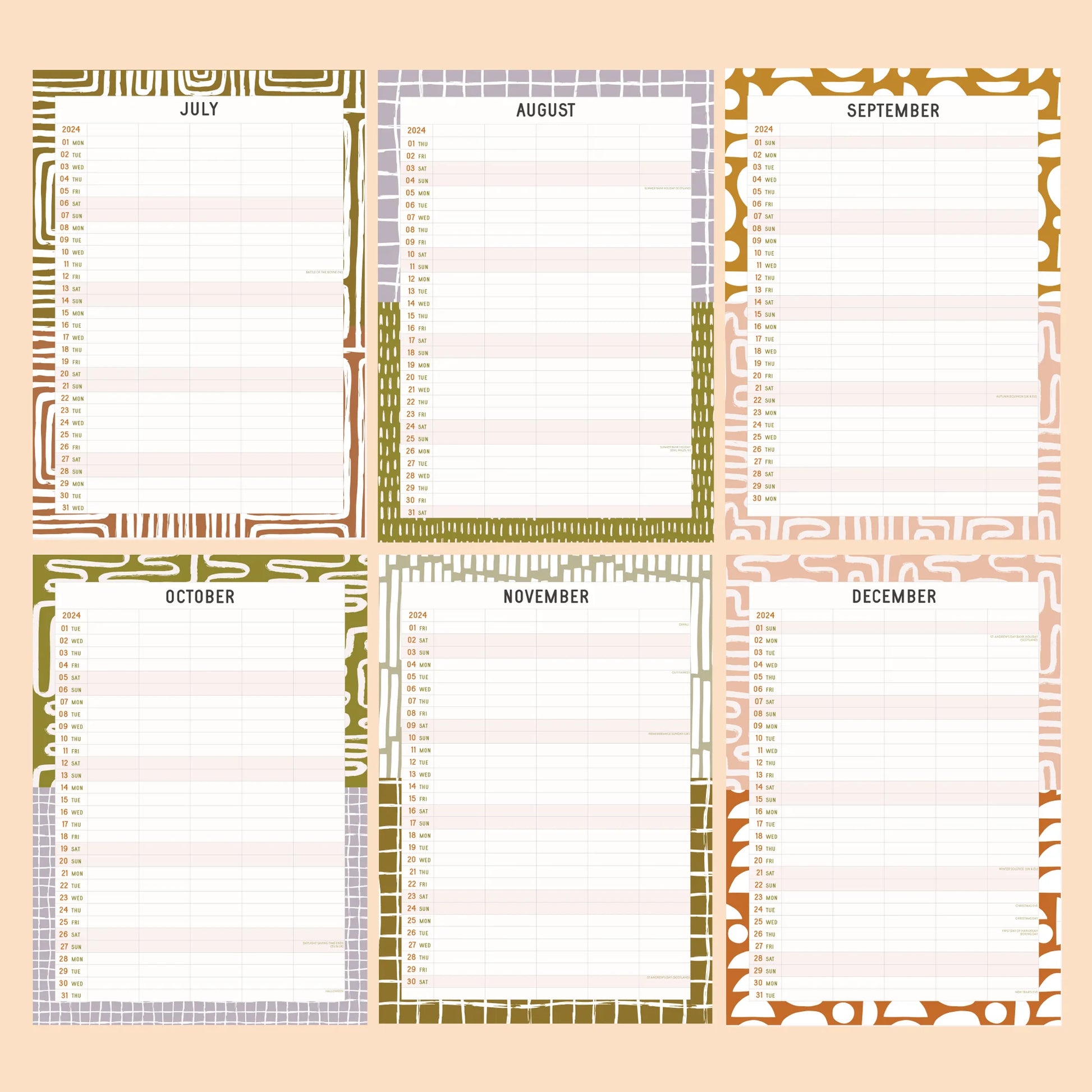 2024 Family Planner - Abstract Lines