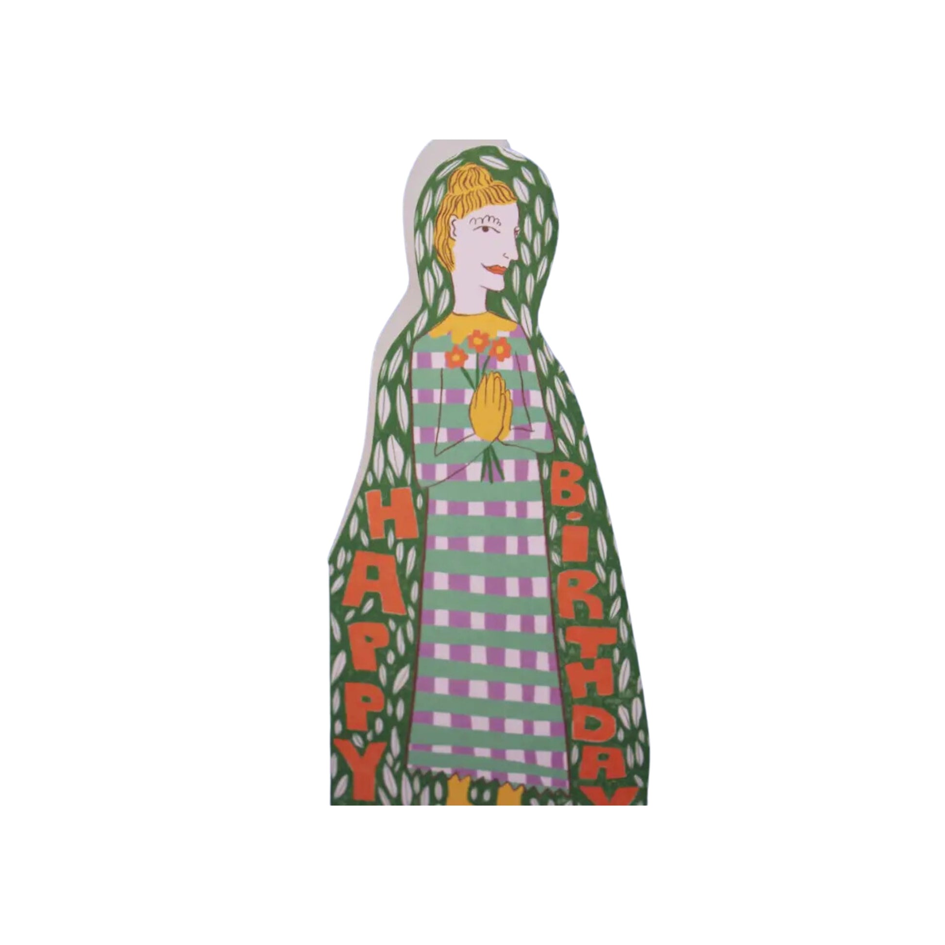 Flower Lady Shaped Greetings Card