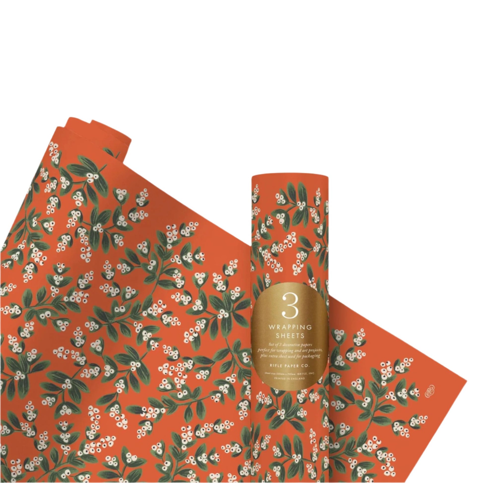 Roll of 3 Mistletoe Red Wrap