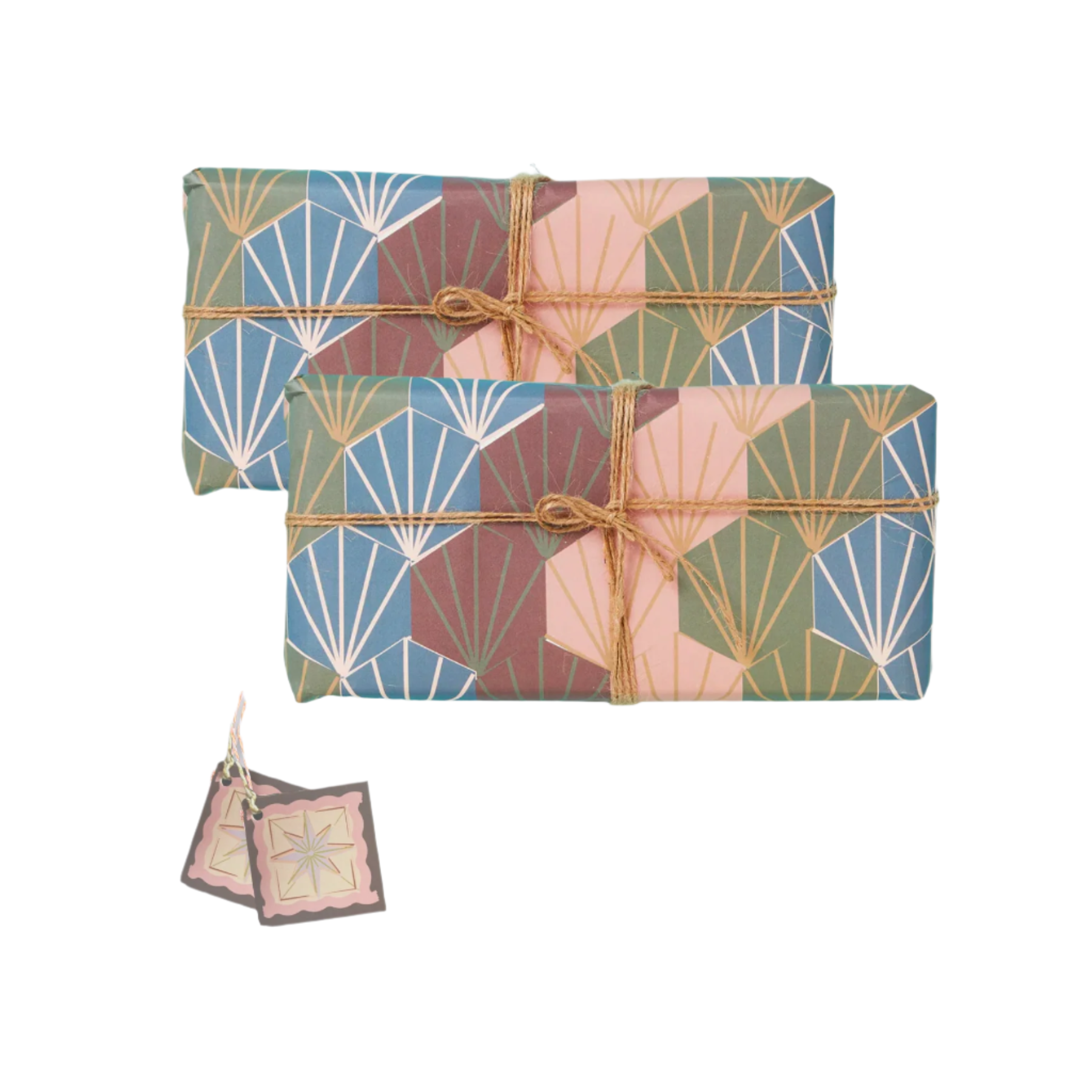 Gift Wrap Set - Jungle Deco Shells with Tags