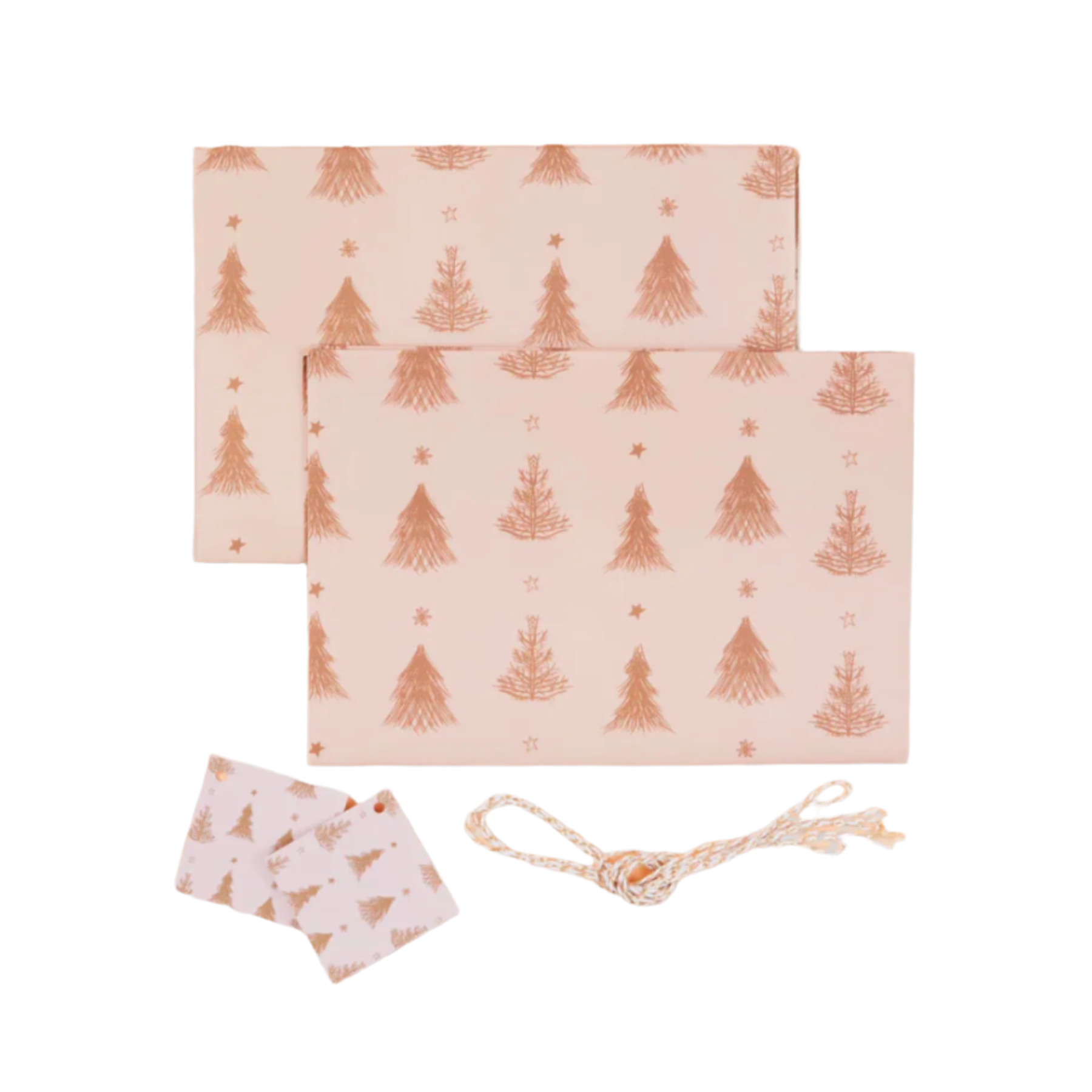 Gift Wrap Set - Pink Tree with Tags
