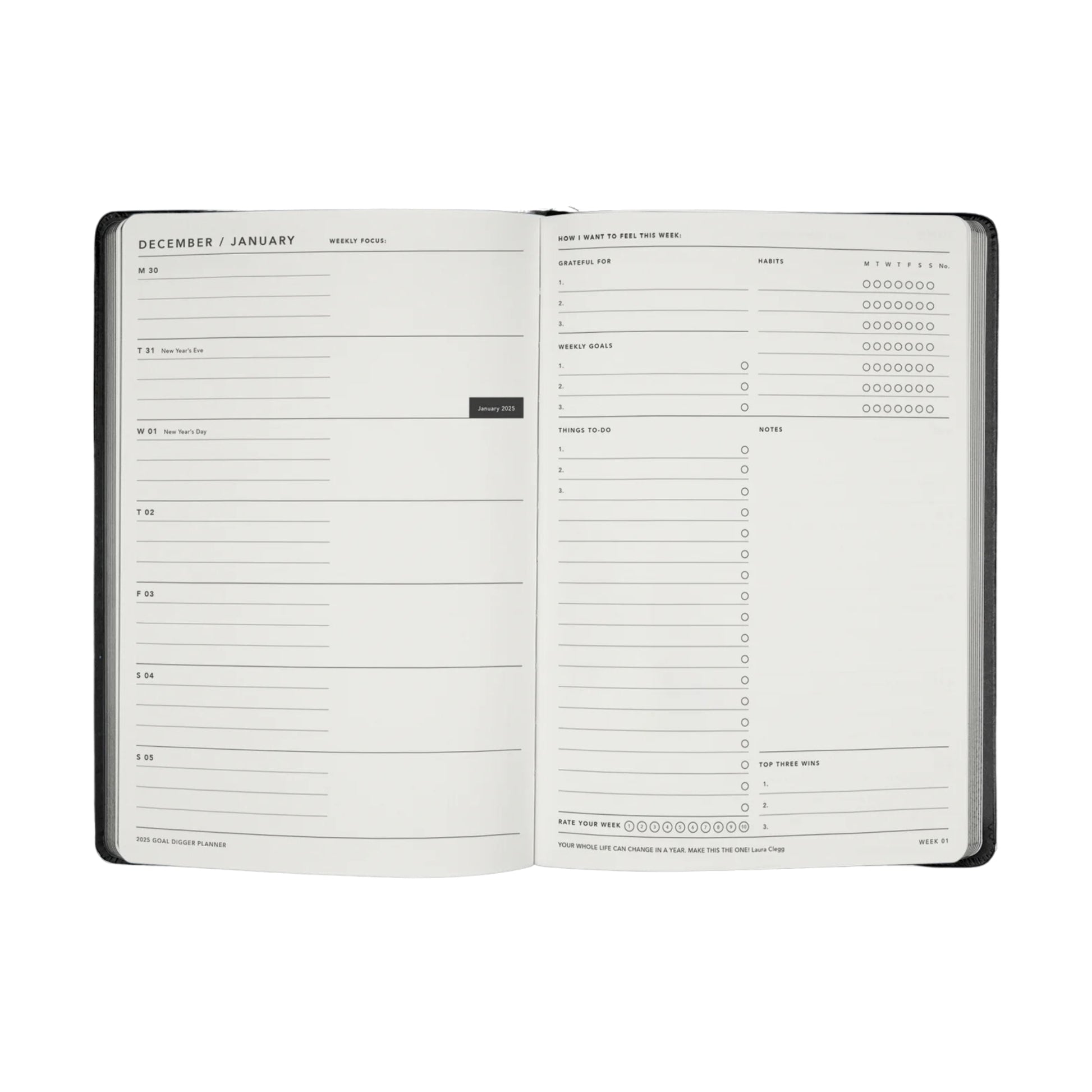 2025 Goal Digger Diary - Bold / Black