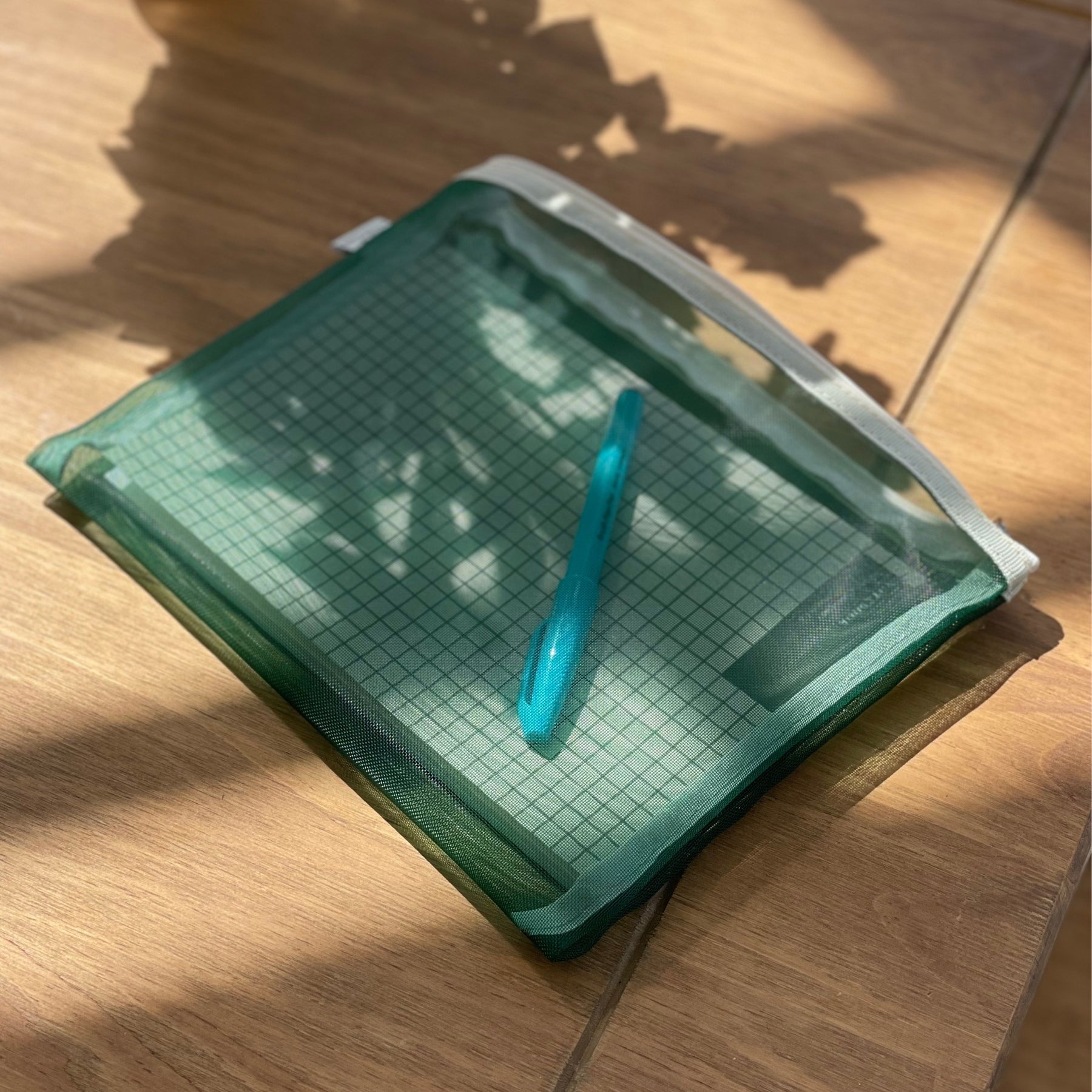 Medium Mesh Pouch Pencil Case - Green Yellow