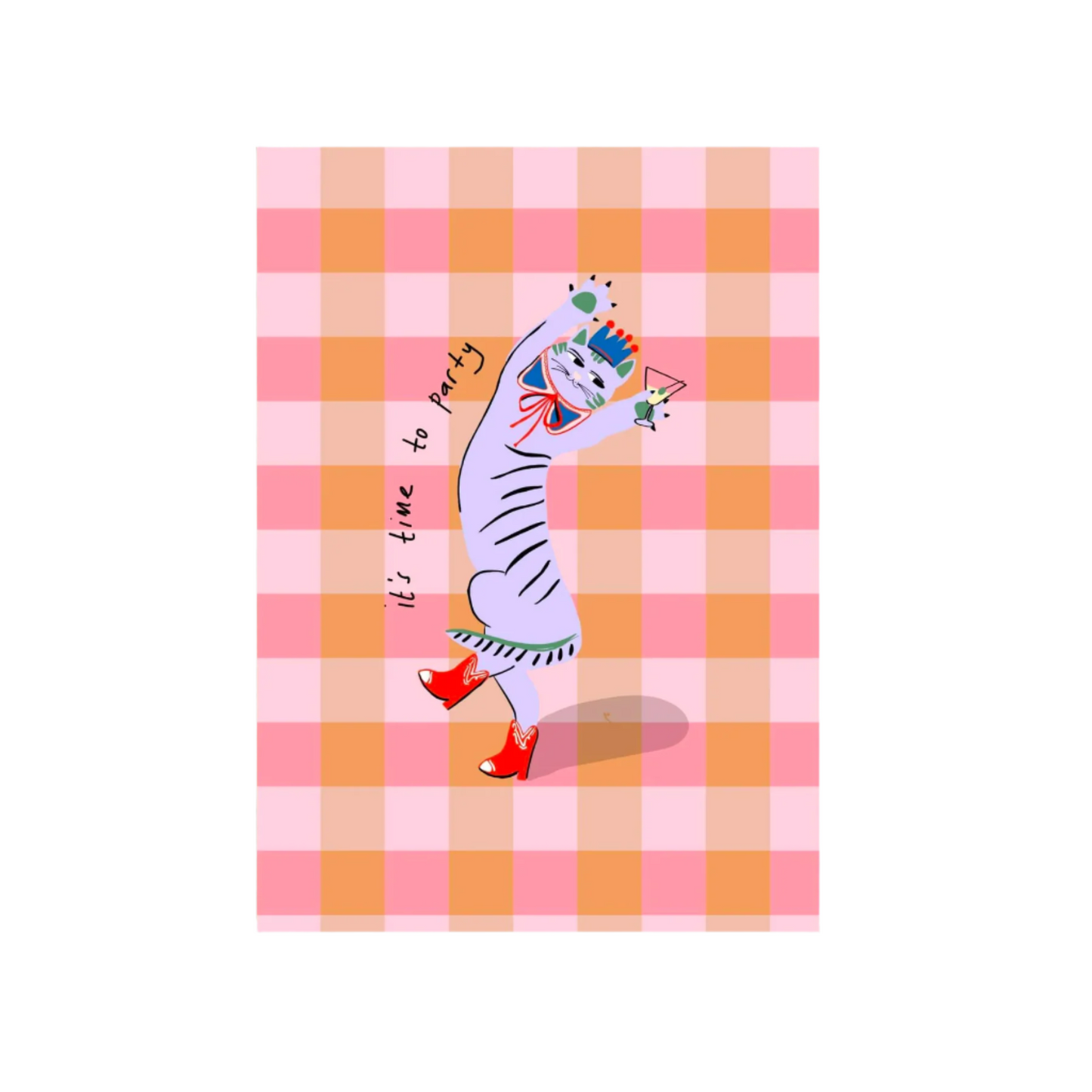 fun cat dancing party time card