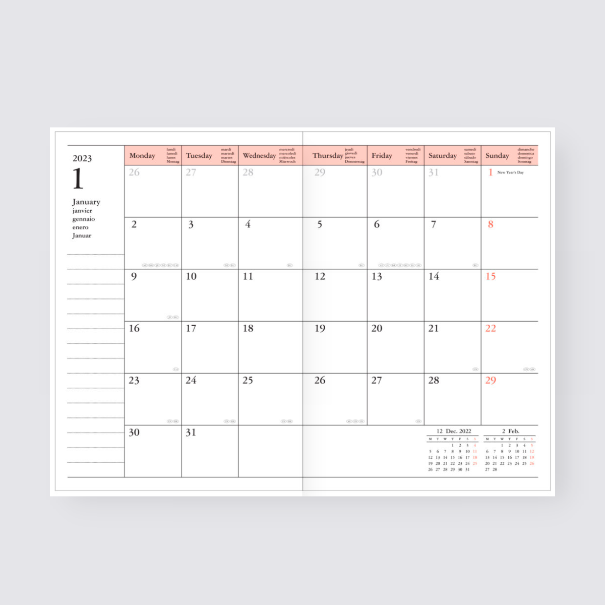 2024-2025 Gradient Weekly A6 Diary - Green