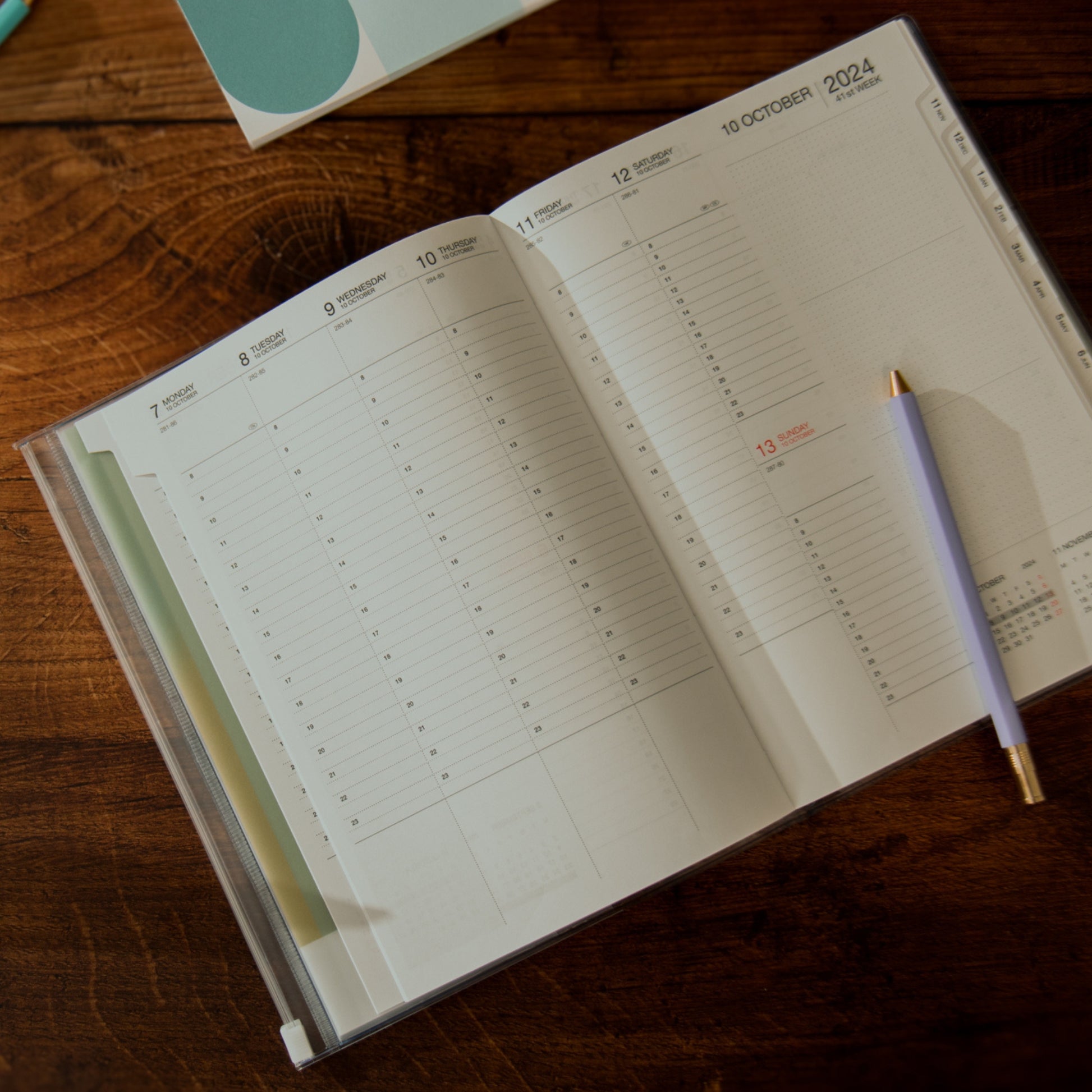 2024-2025 Gradient Weekly A6 Diary - Green