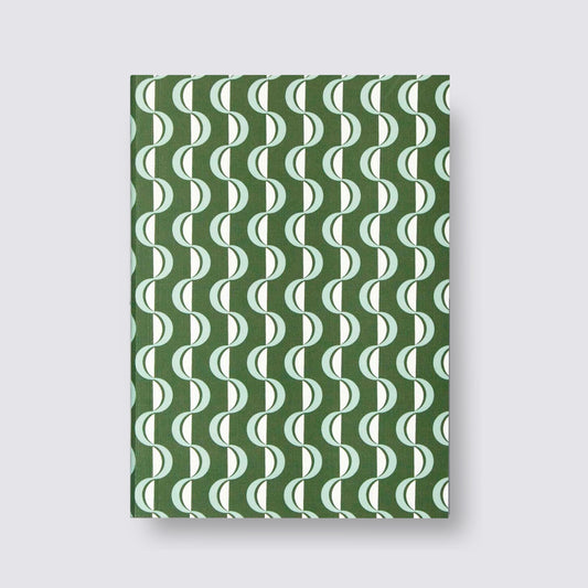 Medium Layflat Notebook - Wave Forest Green / Blue - Plain