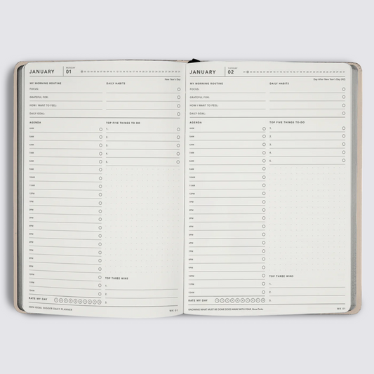 2024 Daily Goal Digger Planner - B5 / Black