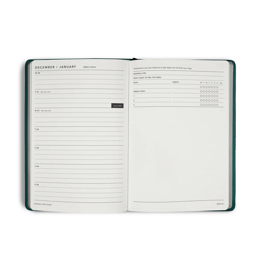 2025 A5 Weekly Notes Diary - Black