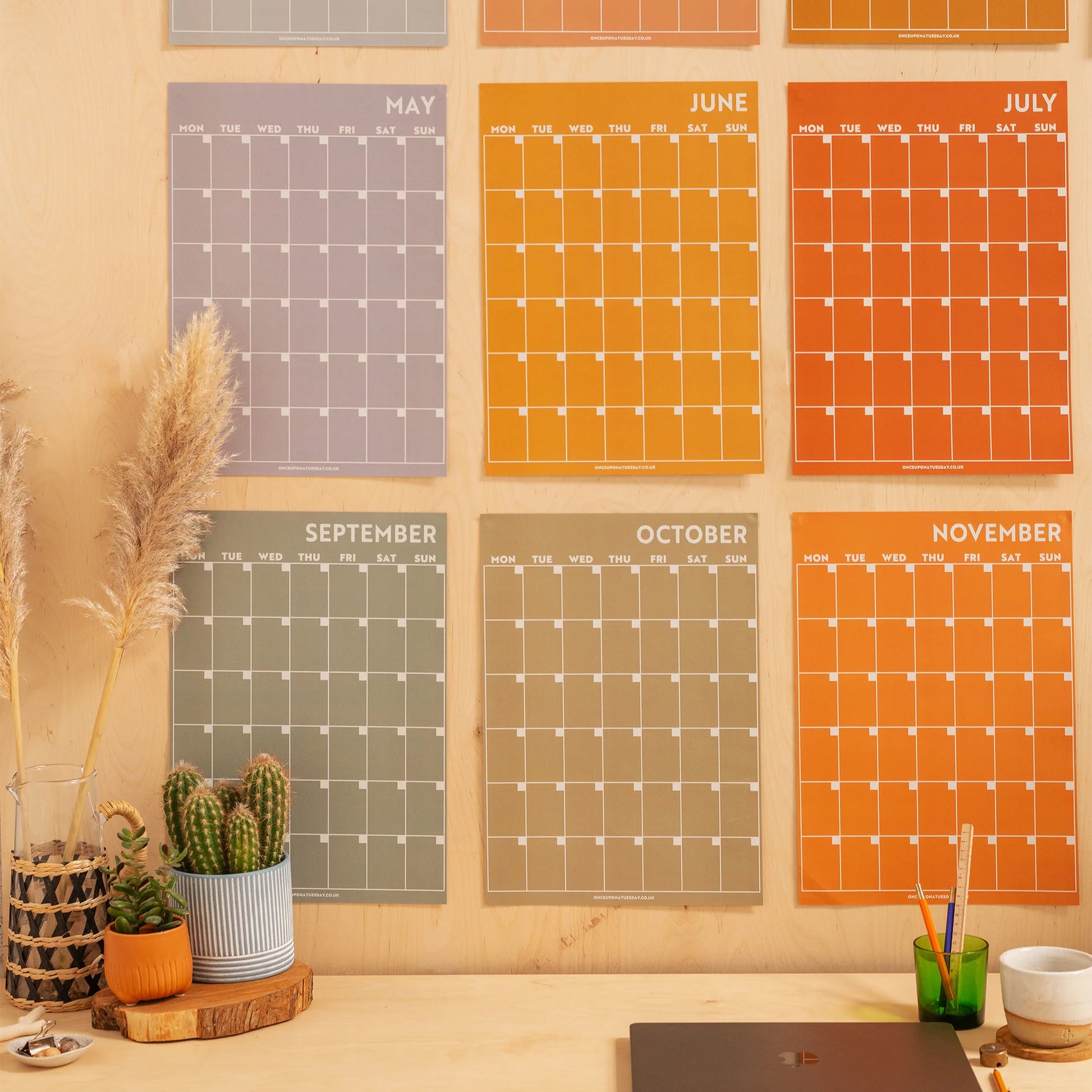 Monthly Undated A3 Wall Planner - 12 Pages - Surf