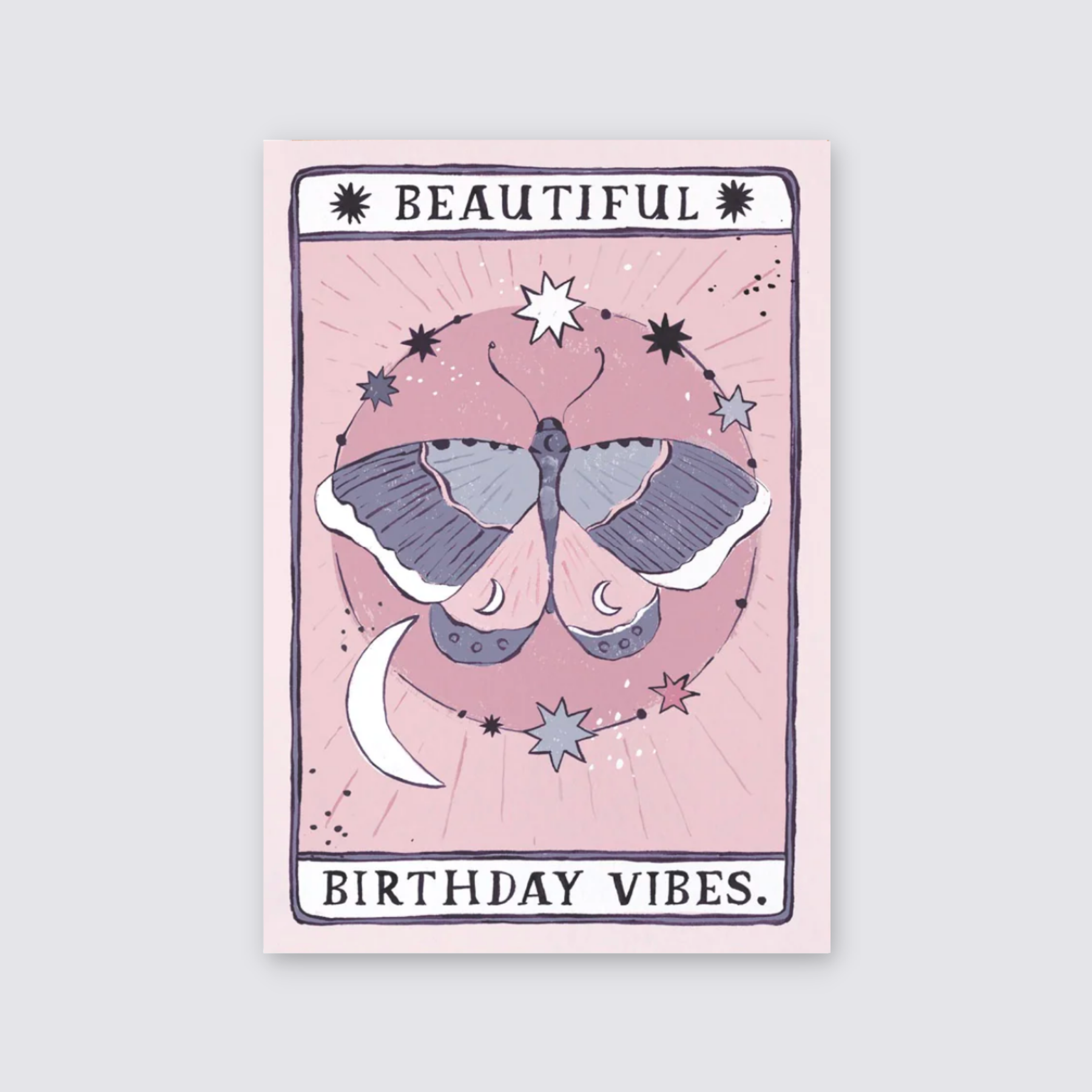 Moth Illustrated Birthday Vibes Card