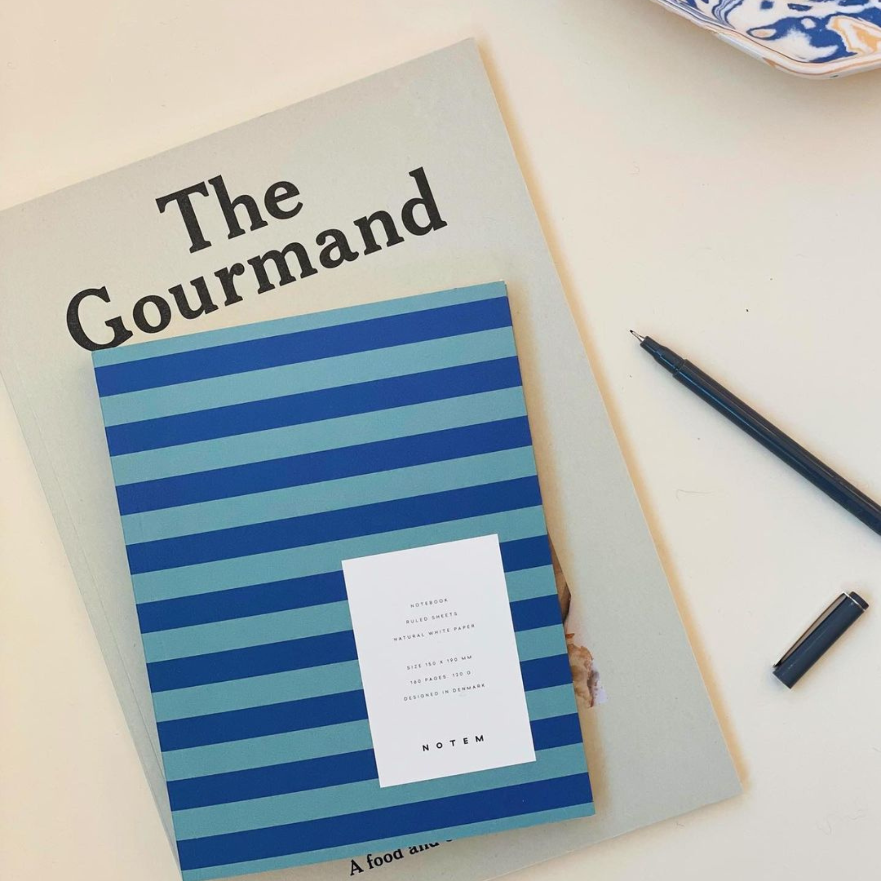 Uma Ruled Notebook  - Medium / Blue Stripe