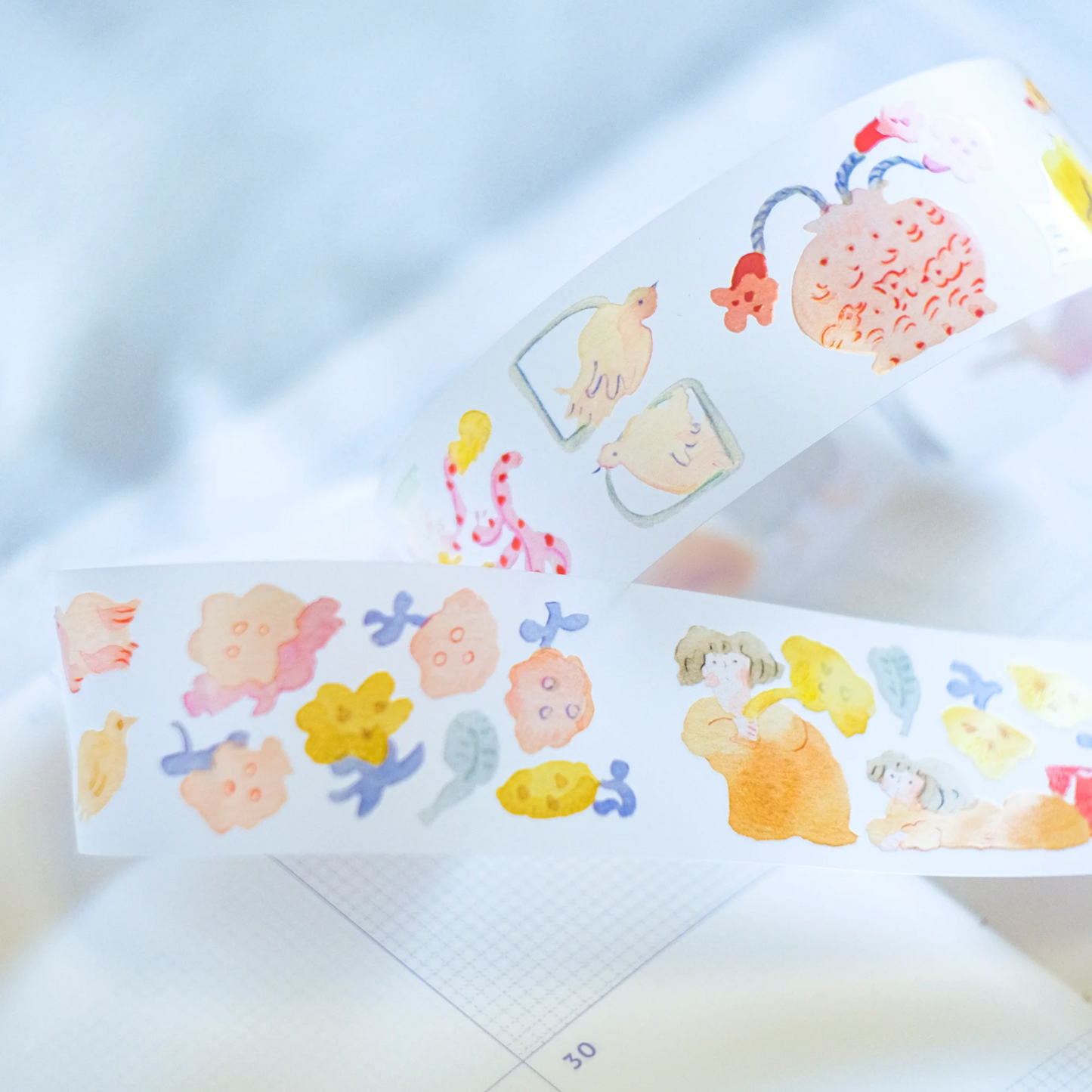Illustrated masking tape. Beautiful gift wrap tape. 