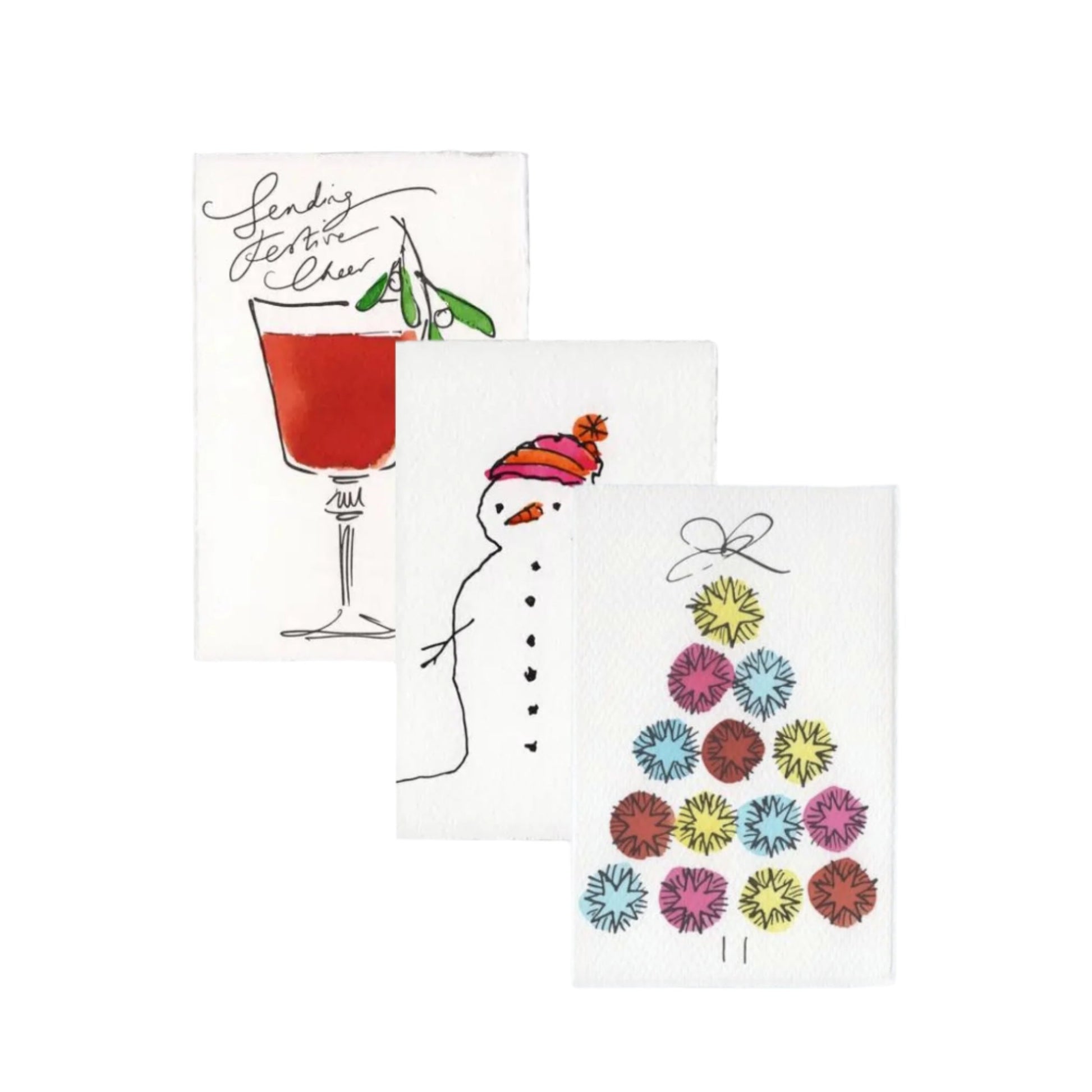 Mini Illustrated Christmas Cards- Set of Three