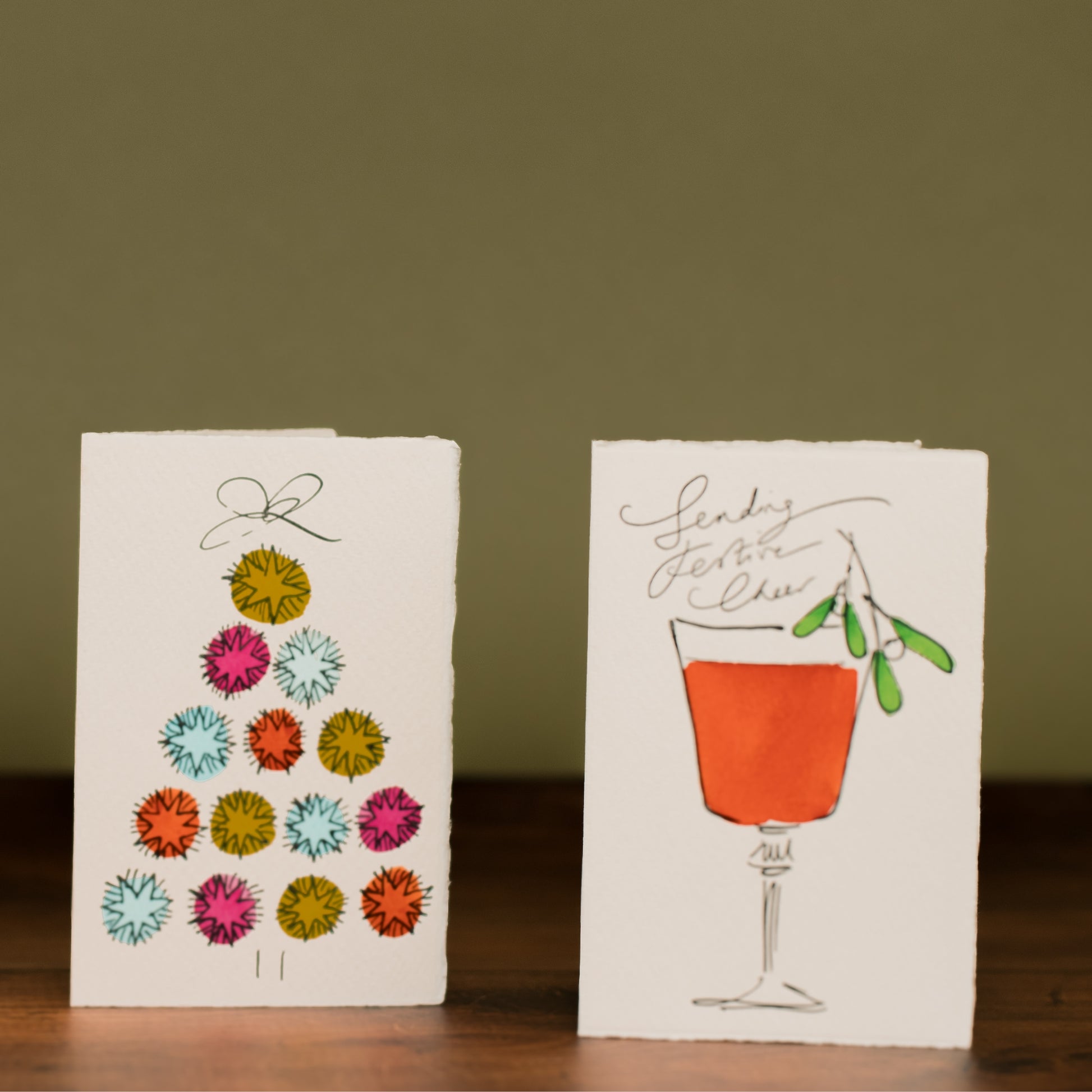 Mini Illustrated Christmas Cards- Set of Three