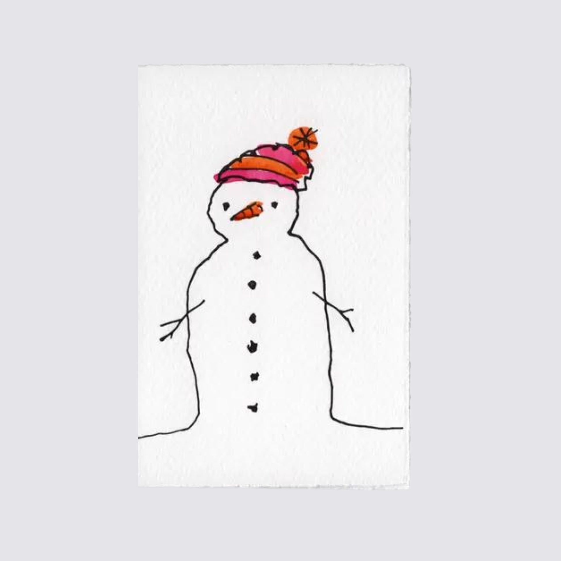 Snowman Line Hand Painted Card