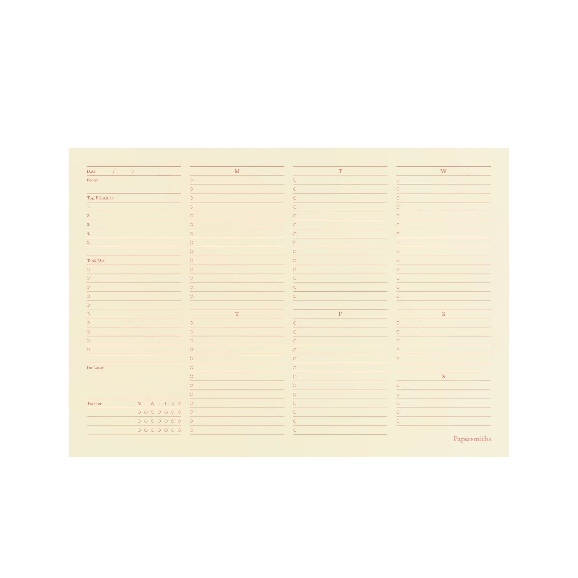 Weekly Desktop Planner Pad - Butter Yellow