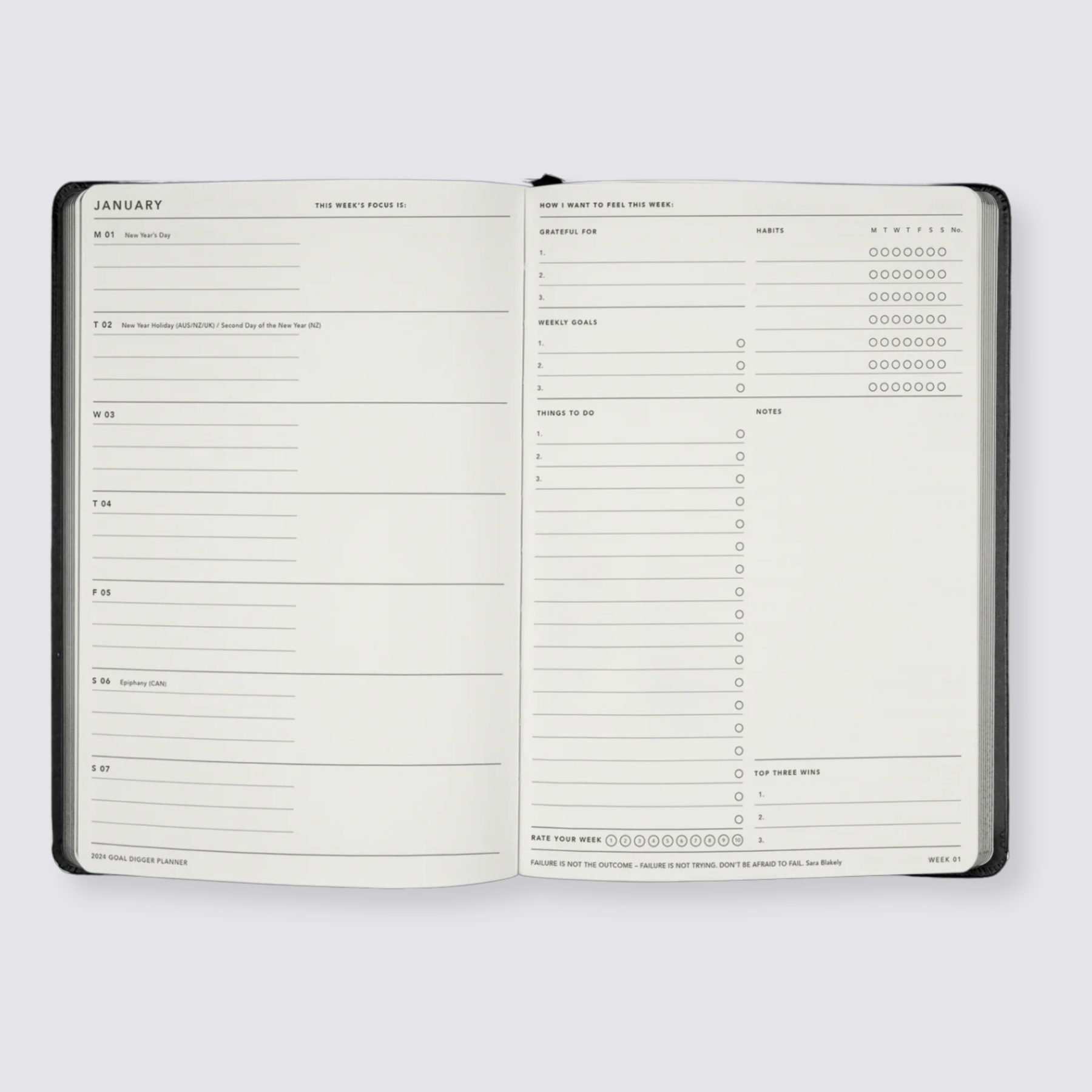 2024 Goal Digger Diary - Classic / Black