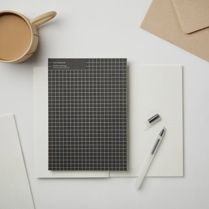 Black Graph A5 Notebook - Dot Grid and Plain
