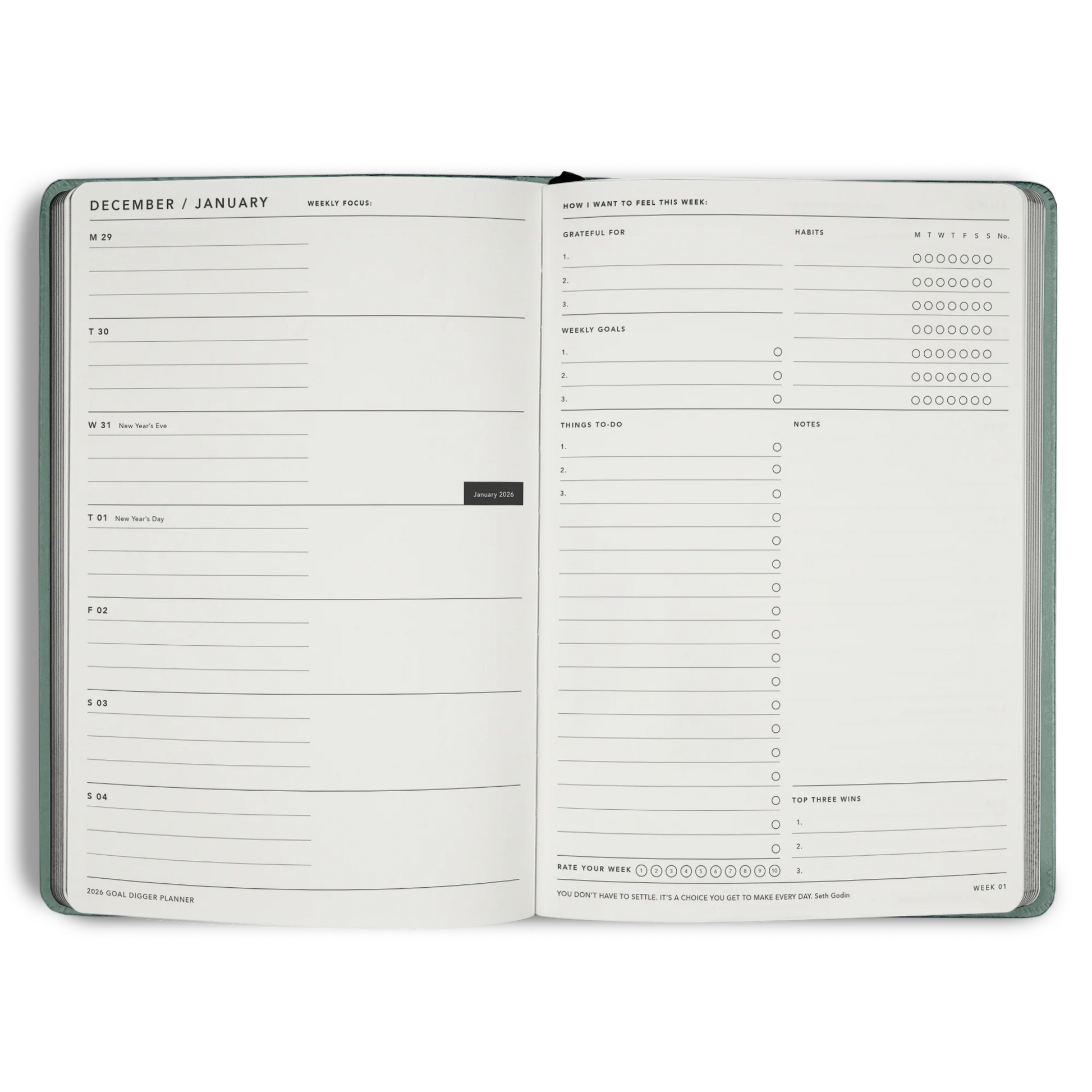 2026 Goal Digger Diary - Classic / Black
