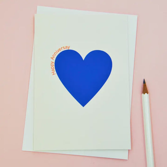 Happy Anniversary Blue Heart Card