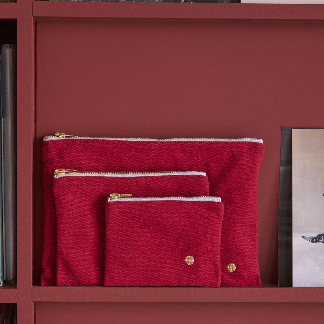 Small Accessories Pouch - Cherry Red
