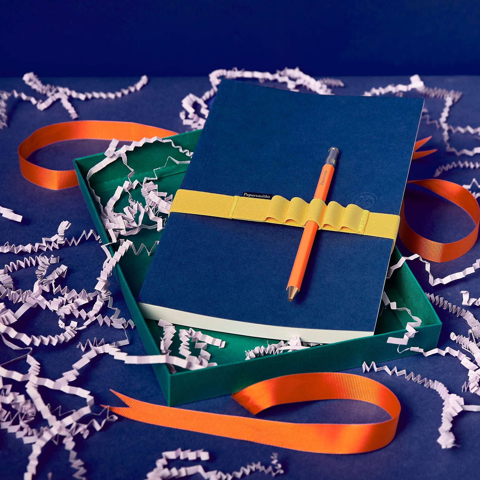 Small Gift Box - Teal with orange ribbon