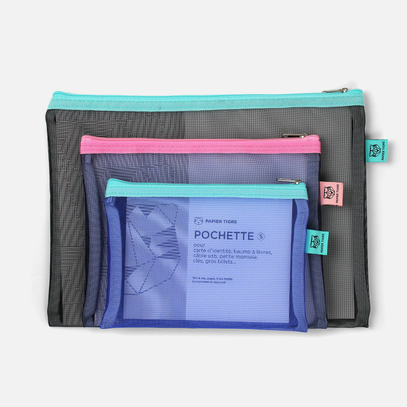Mesh Pouch Pencil Case Large - Pink