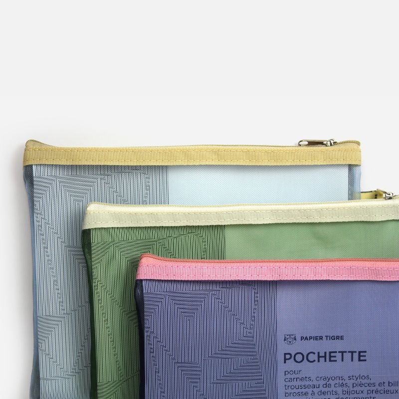 Mesh Pouch Pencil Case Medium - Blue Pink