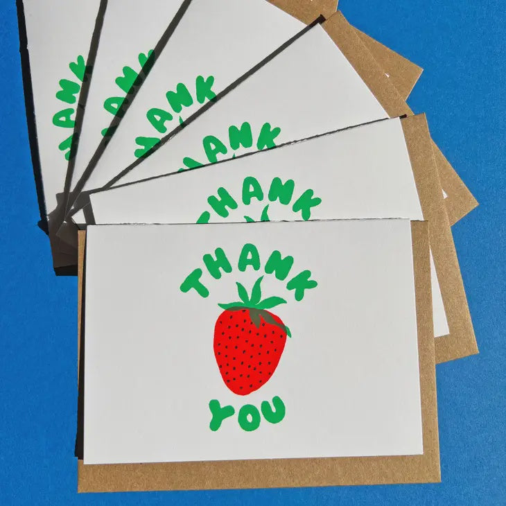 Handprinted Strawberry Notecards - Set of 6